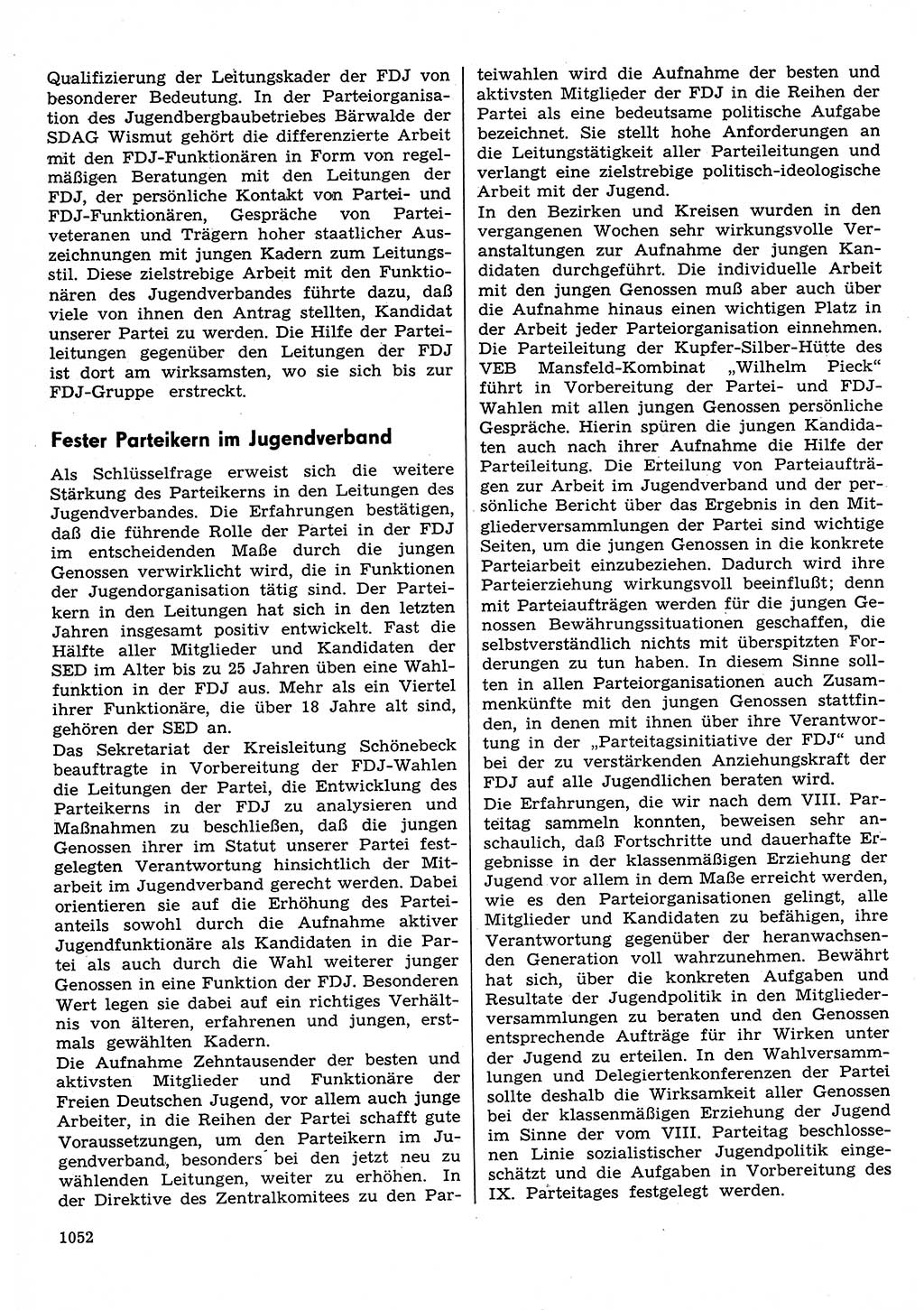 Neuer Weg (NW), Organ des Zentralkomitees (ZK) der SED (Sozialistische Einheitspartei Deutschlands) für Fragen des Parteilebens, 30. Jahrgang [Deutsche Demokratische Republik (DDR)] 1975, Seite 1052 (NW ZK SED DDR 1975, S. 1052)