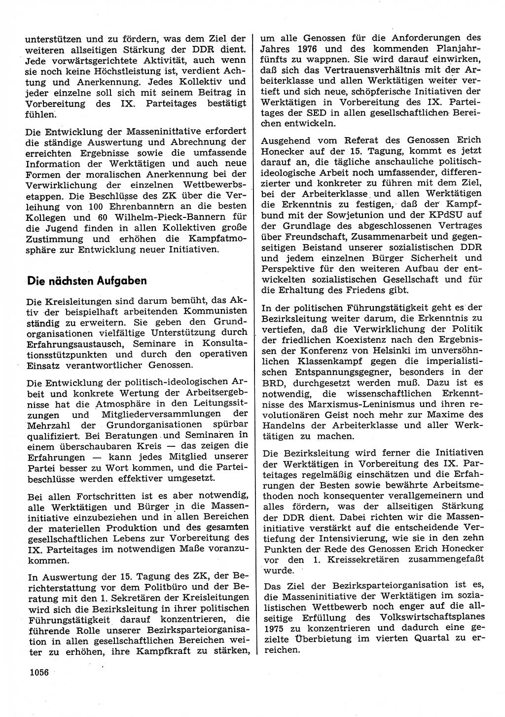 Neuer Weg (NW), Organ des Zentralkomitees (ZK) der SED (Sozialistische Einheitspartei Deutschlands) für Fragen des Parteilebens, 30. Jahrgang [Deutsche Demokratische Republik (DDR)] 1975, Seite 1056 (NW ZK SED DDR 1975, S. 1056)