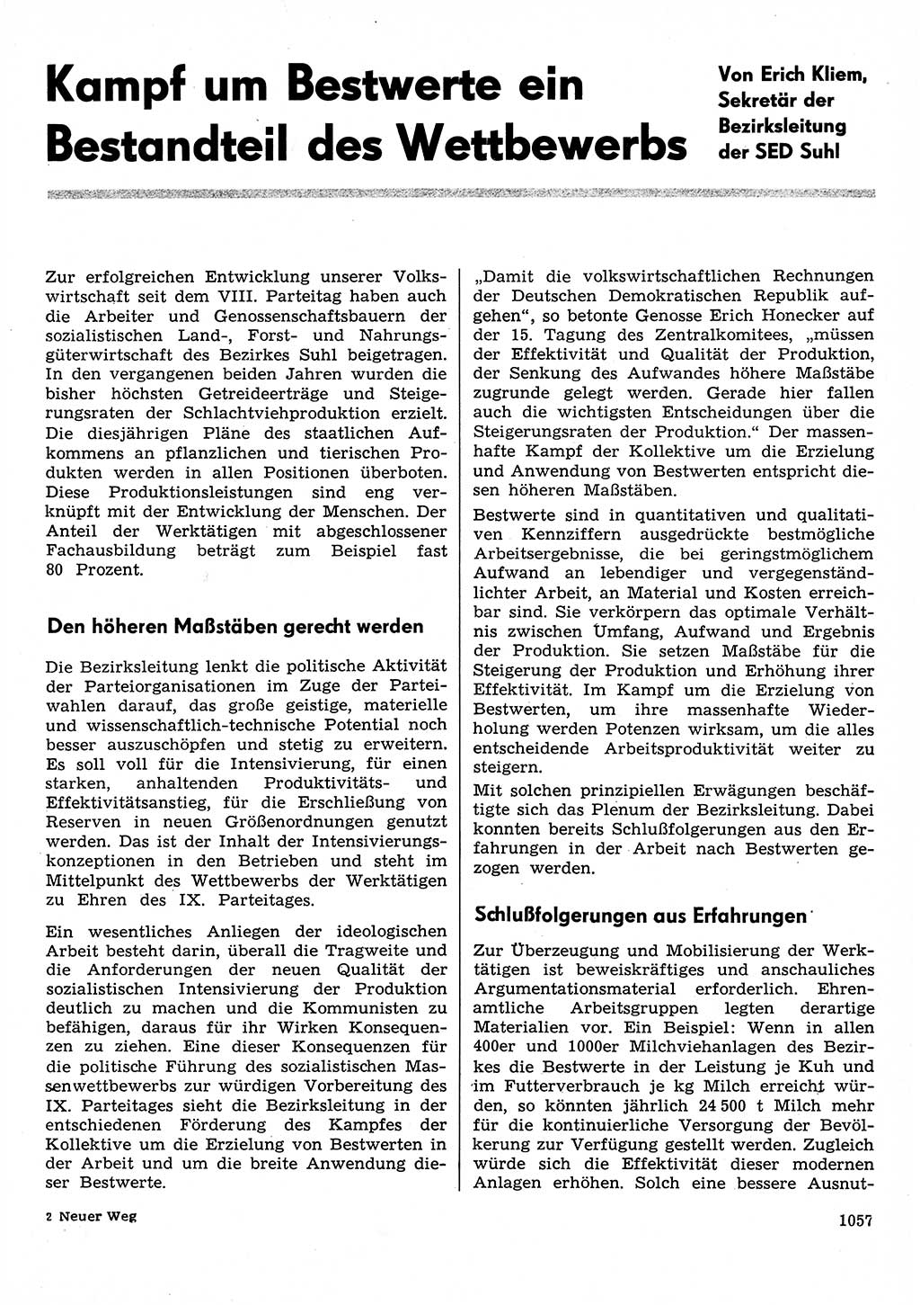 Neuer Weg (NW), Organ des Zentralkomitees (ZK) der SED (Sozialistische Einheitspartei Deutschlands) für Fragen des Parteilebens, 30. Jahrgang [Deutsche Demokratische Republik (DDR)] 1975, Seite 1057 (NW ZK SED DDR 1975, S. 1057)