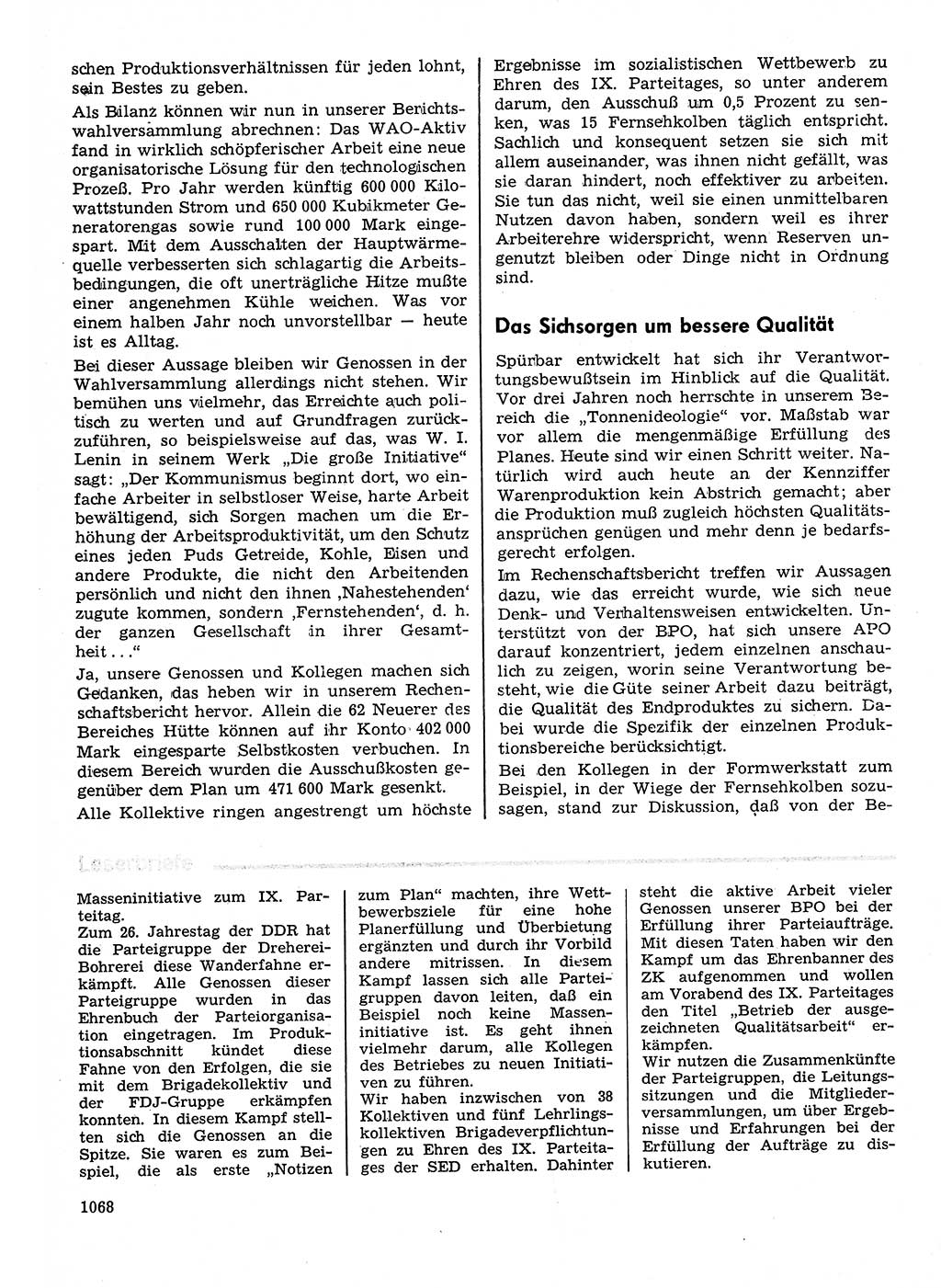 Neuer Weg (NW), Organ des Zentralkomitees (ZK) der SED (Sozialistische Einheitspartei Deutschlands) für Fragen des Parteilebens, 30. Jahrgang [Deutsche Demokratische Republik (DDR)] 1975, Seite 1068 (NW ZK SED DDR 1975, S. 1068)