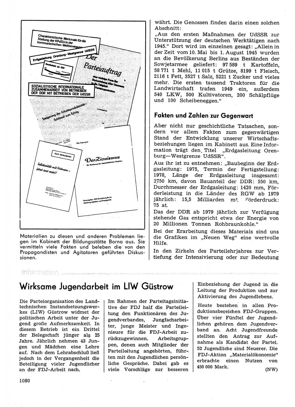 Neuer Weg (NW), Organ des Zentralkomitees (ZK) der SED (Sozialistische Einheitspartei Deutschlands) für Fragen des Parteilebens, 30. Jahrgang [Deutsche Demokratische Republik (DDR)] 1975, Seite 1080 (NW ZK SED DDR 1975, S. 1080)