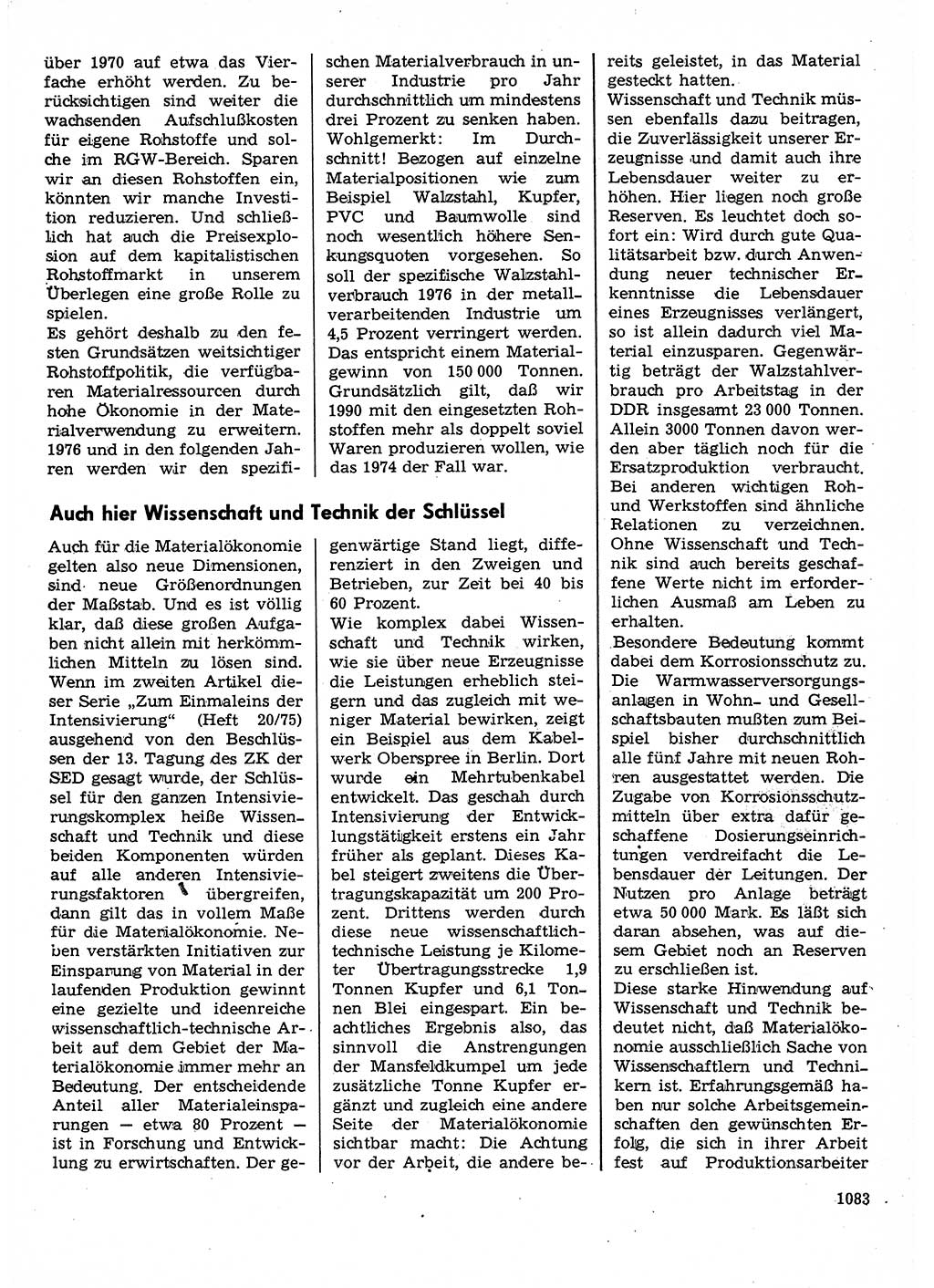 Neuer Weg (NW), Organ des Zentralkomitees (ZK) der SED (Sozialistische Einheitspartei Deutschlands) für Fragen des Parteilebens, 30. Jahrgang [Deutsche Demokratische Republik (DDR)] 1975, Seite 1083 (NW ZK SED DDR 1975, S. 1083)