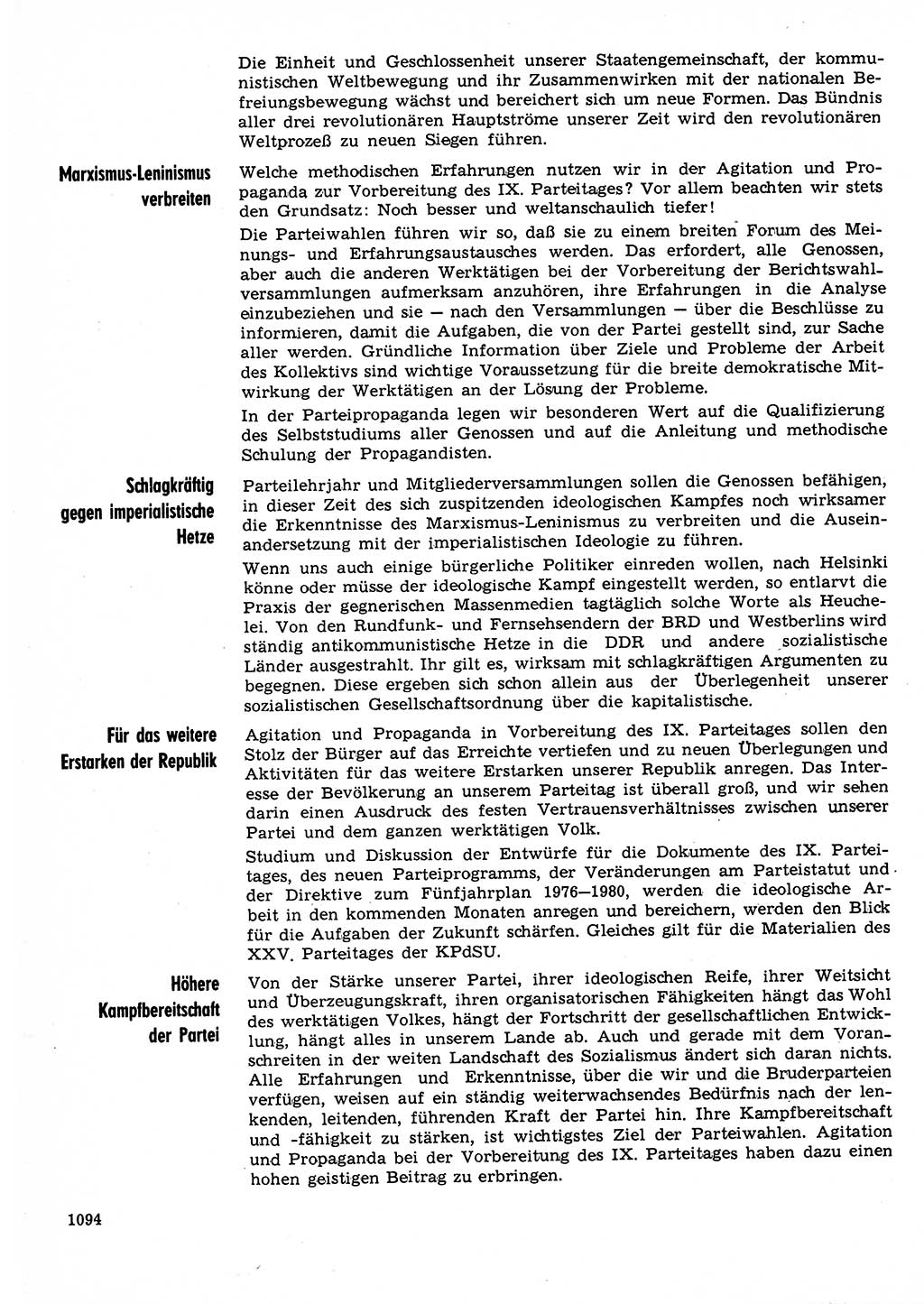 Neuer Weg (NW), Organ des Zentralkomitees (ZK) der SED (Sozialistische Einheitspartei Deutschlands) für Fragen des Parteilebens, 30. Jahrgang [Deutsche Demokratische Republik (DDR)] 1975, Seite 1094 (NW ZK SED DDR 1975, S. 1094)