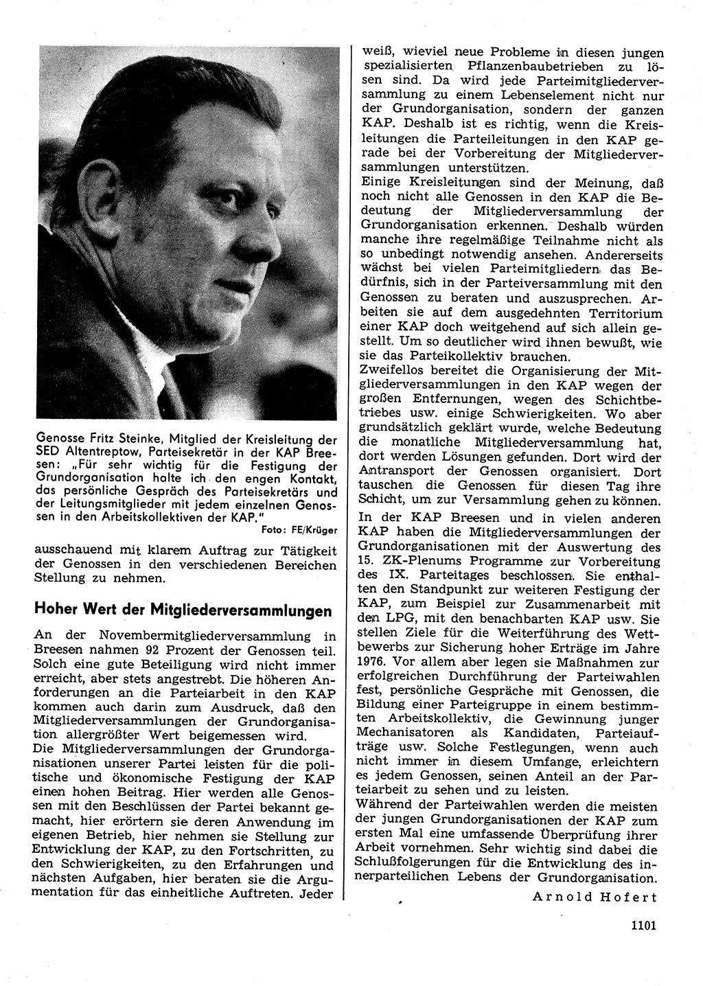 Neuer Weg (NW), Organ des Zentralkomitees (ZK) der SED (Sozialistische Einheitspartei Deutschlands) für Fragen des Parteilebens, 30. Jahrgang [Deutsche Demokratische Republik (DDR)] 1975, Seite 1101 (NW ZK SED DDR 1975, S. 1101)
