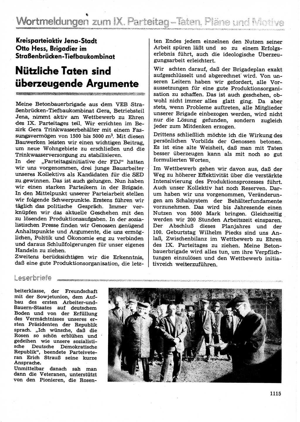 Neuer Weg (NW), Organ des Zentralkomitees (ZK) der SED (Sozialistische Einheitspartei Deutschlands) für Fragen des Parteilebens, 30. Jahrgang [Deutsche Demokratische Republik (DDR)] 1975, Seite 1115 (NW ZK SED DDR 1975, S. 1115)