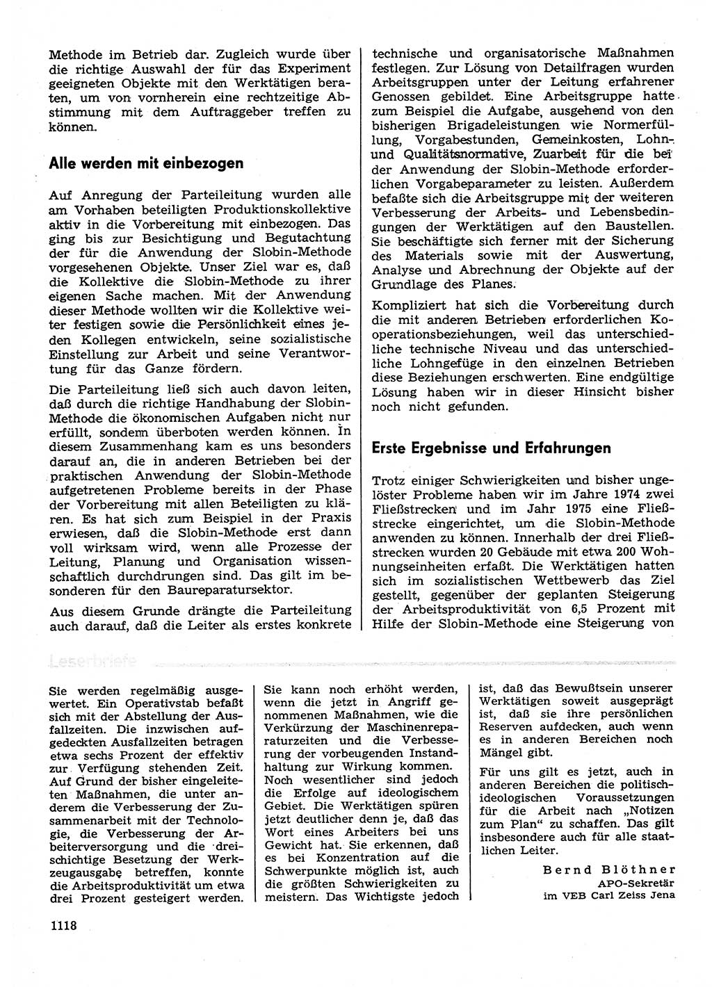 Neuer Weg (NW), Organ des Zentralkomitees (ZK) der SED (Sozialistische Einheitspartei Deutschlands) fÃ¼r Fragen des Parteilebens, 30. Jahrgang [Deutsche Demokratische Republik (DDR)] 1975, Seite 1118 (NW ZK SED DDR 1975, S. 1118)
