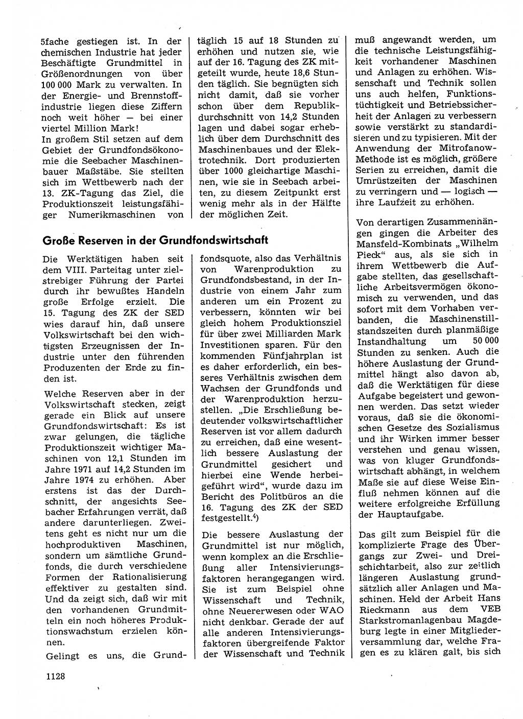 Neuer Weg (NW), Organ des Zentralkomitees (ZK) der SED (Sozialistische Einheitspartei Deutschlands) für Fragen des Parteilebens, 30. Jahrgang [Deutsche Demokratische Republik (DDR)] 1975, Seite 1128 (NW ZK SED DDR 1975, S. 1128)