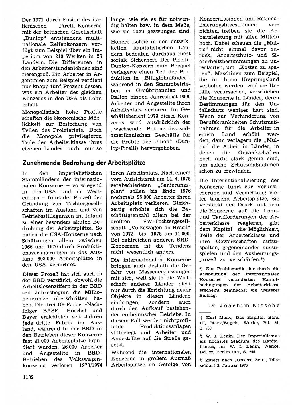 Neuer Weg (NW), Organ des Zentralkomitees (ZK) der SED (Sozialistische Einheitspartei Deutschlands) für Fragen des Parteilebens, 30. Jahrgang [Deutsche Demokratische Republik (DDR)] 1975, Seite 1132 (NW ZK SED DDR 1975, S. 1132)