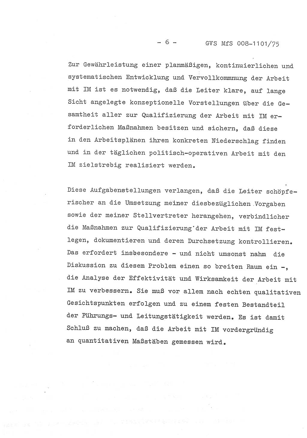 Schlußwort des Genossen Minister (Generaloberst Erich Mielke) zum zentralen Führungsseminar (MfS), Deutsche Demokratische Republik (DDR), Ministerium für Staatssicherheit (MfS), Der Minister, Geheime Verschlußsache (GVS) 008-1101/75, Berlin 1975, Blatt 6 (Schl.-W. Fü.-Sem. DDR MfS Min. GVS 008-1101/75 1975, Bl. 6)