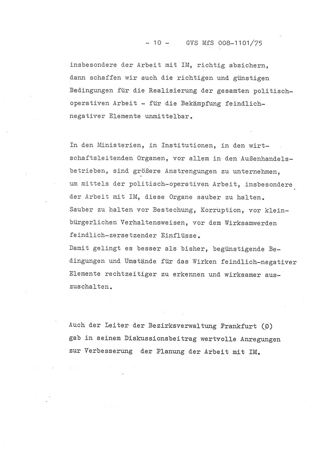 Schlußwort des Genossen Minister (Generaloberst Erich Mielke) zum zentralen Führungsseminar (MfS), Deutsche Demokratische Republik (DDR), Ministerium für Staatssicherheit (MfS), Der Minister, Geheime Verschlußsache (GVS) 008-1101/75, Berlin 1975, Blatt 10 (Schl.-W. Fü.-Sem. DDR MfS Min. GVS 008-1101/75 1975, Bl. 10)