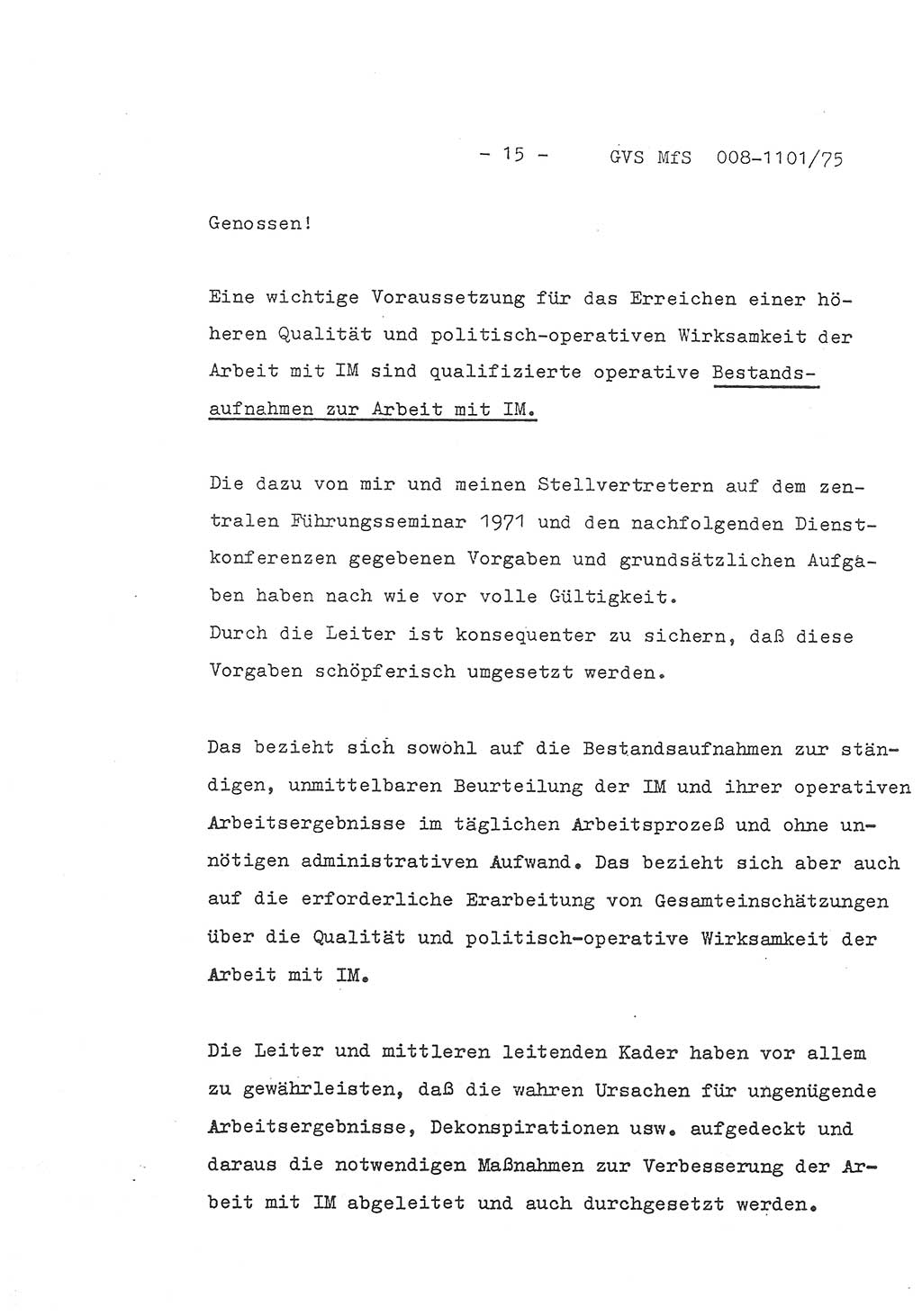 Schlußwort des Genossen Minister (Generaloberst Erich Mielke) zum zentralen Führungsseminar (MfS), Deutsche Demokratische Republik (DDR), Ministerium für Staatssicherheit (MfS), Der Minister, Geheime Verschlußsache (GVS) 008-1101/75, Berlin 1975, Blatt 14 (Schl.-W. Fü.-Sem. DDR MfS Min. GVS 008-1101/75 1975, Bl. 14)