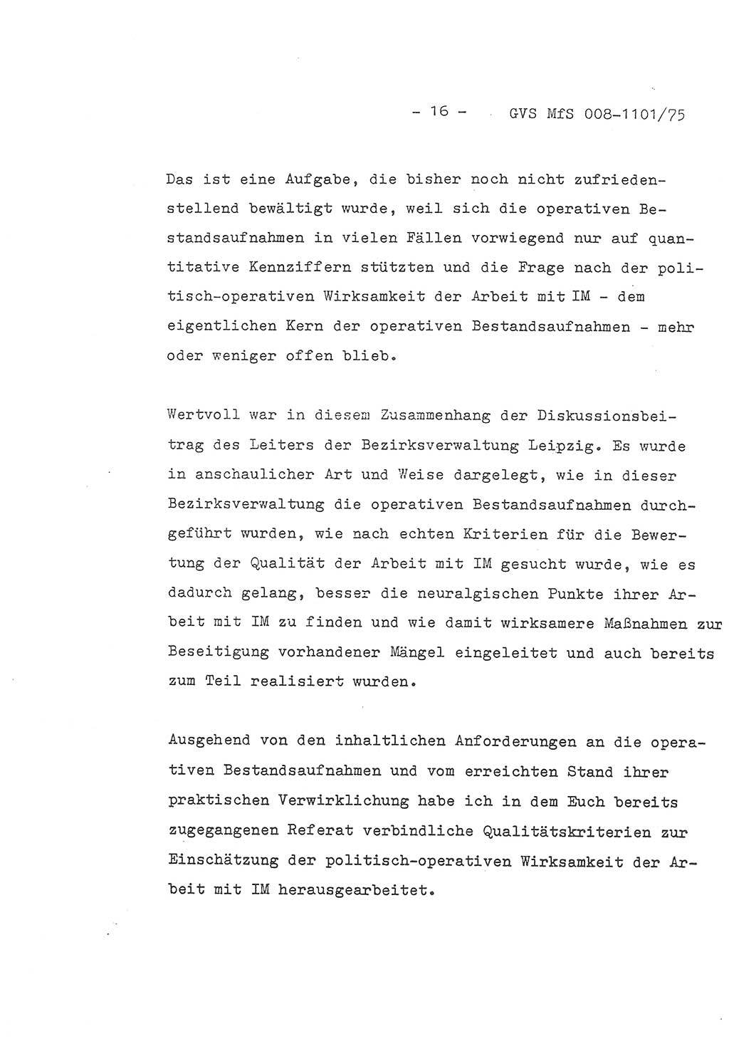 Schlußwort des Genossen Minister (Generaloberst Erich Mielke) zum zentralen Führungsseminar (MfS), Deutsche Demokratische Republik (DDR), Ministerium für Staatssicherheit (MfS), Der Minister, Geheime Verschlußsache (GVS) 008-1101/75, Berlin 1975, Blatt 16 (Schl.-W. Fü.-Sem. DDR MfS Min. GVS 008-1101/75 1975, Bl. 16)