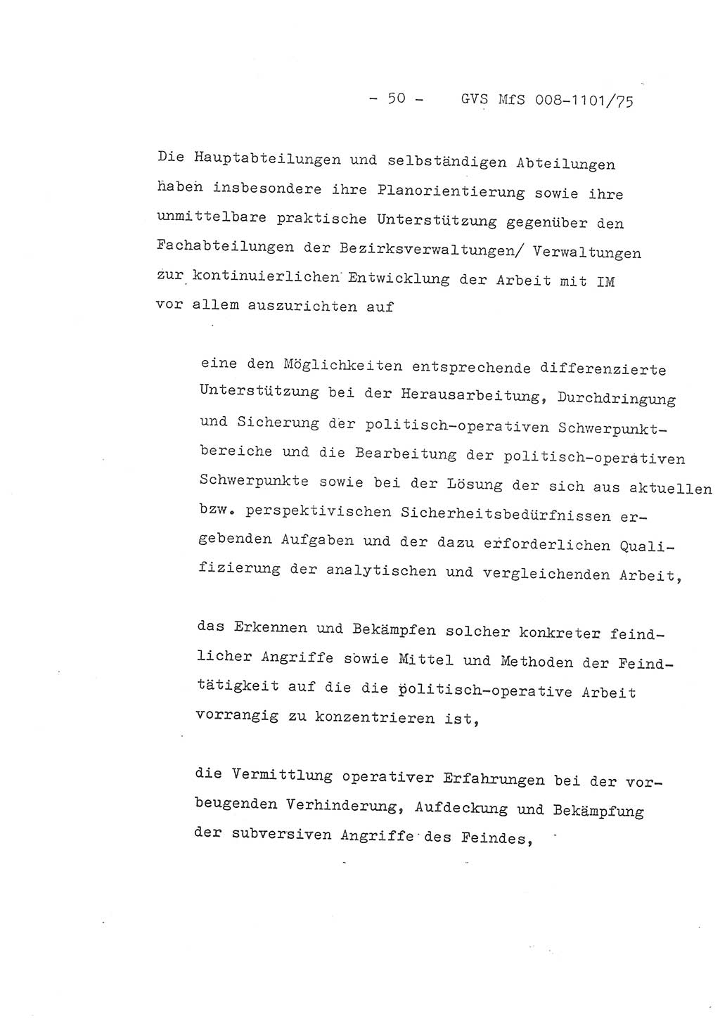 SchluÃŸwort des Genossen Minister (Generaloberst Erich Mielke) zum zentralen FÃ¼hrungsseminar (MfS), Deutsche Demokratische Republik (DDR), Ministerium fÃ¼r Staatssicherheit (MfS), Der Minister, Geheime VerschluÃŸsache (GVS) 008-1101/75, Berlin 1975, Blatt 50 (Schl.-W. FÃ¼.-Sem. DDR MfS Min. GVS 008-1101/75 1975, Bl. 50)