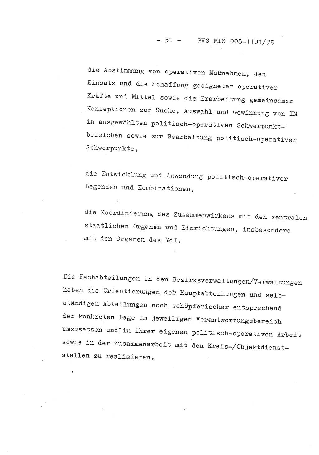 SchluÃŸwort des Genossen Minister (Generaloberst Erich Mielke) zum zentralen FÃ¼hrungsseminar (MfS), Deutsche Demokratische Republik (DDR), Ministerium fÃ¼r Staatssicherheit (MfS), Der Minister, Geheime VerschluÃŸsache (GVS) 008-1101/75, Berlin 1975, Blatt 51 (Schl.-W. FÃ¼.-Sem. DDR MfS Min. GVS 008-1101/75 1975, Bl. 51)