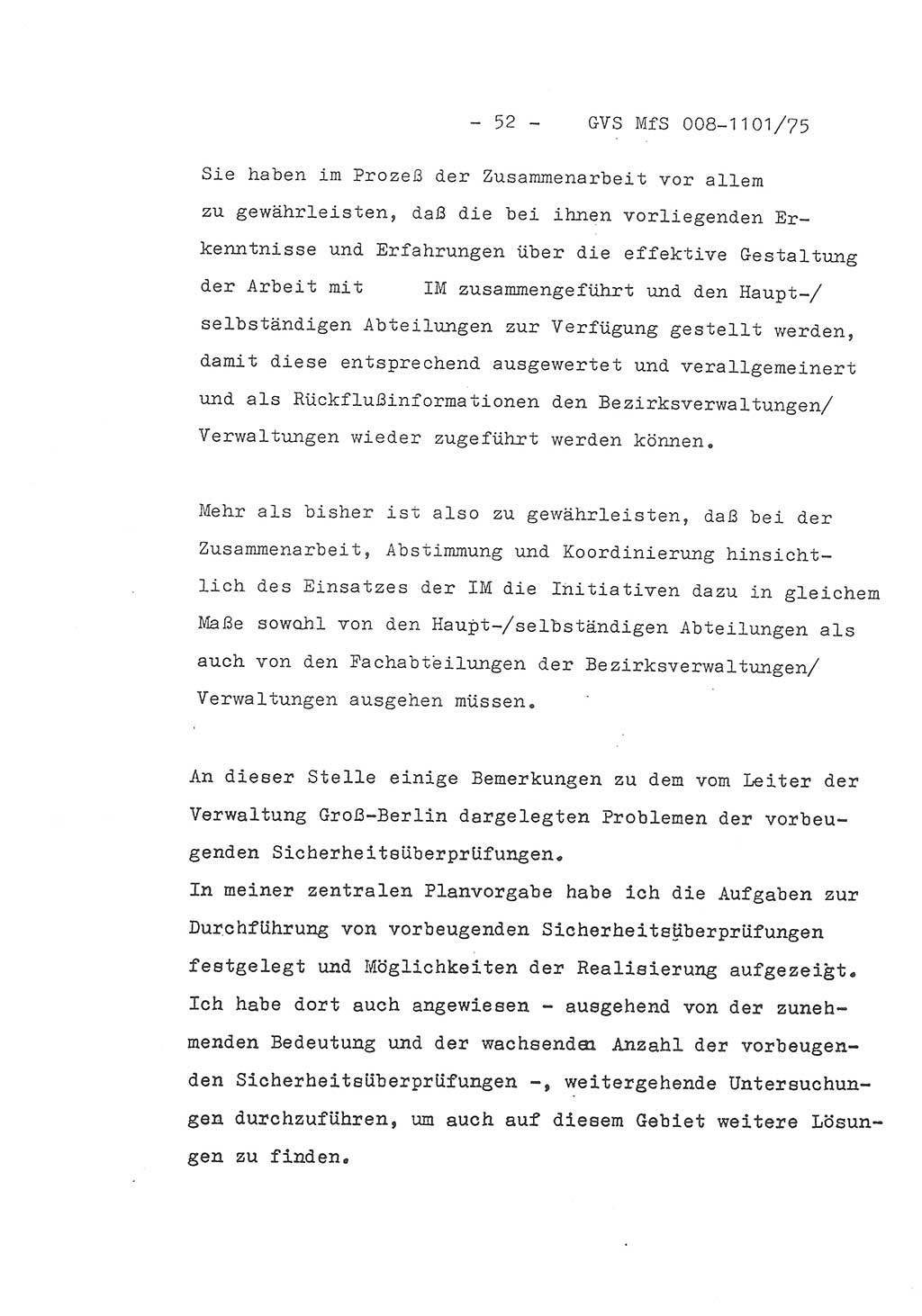 Schlußwort des Genossen Minister (Generaloberst Erich Mielke) zum zentralen Führungsseminar (MfS), Deutsche Demokratische Republik (DDR), Ministerium für Staatssicherheit (MfS), Der Minister, Geheime Verschlußsache (GVS) 008-1101/75, Berlin 1975, Blatt 52 (Schl.-W. Fü.-Sem. DDR MfS Min. GVS 008-1101/75 1975, Bl. 52)