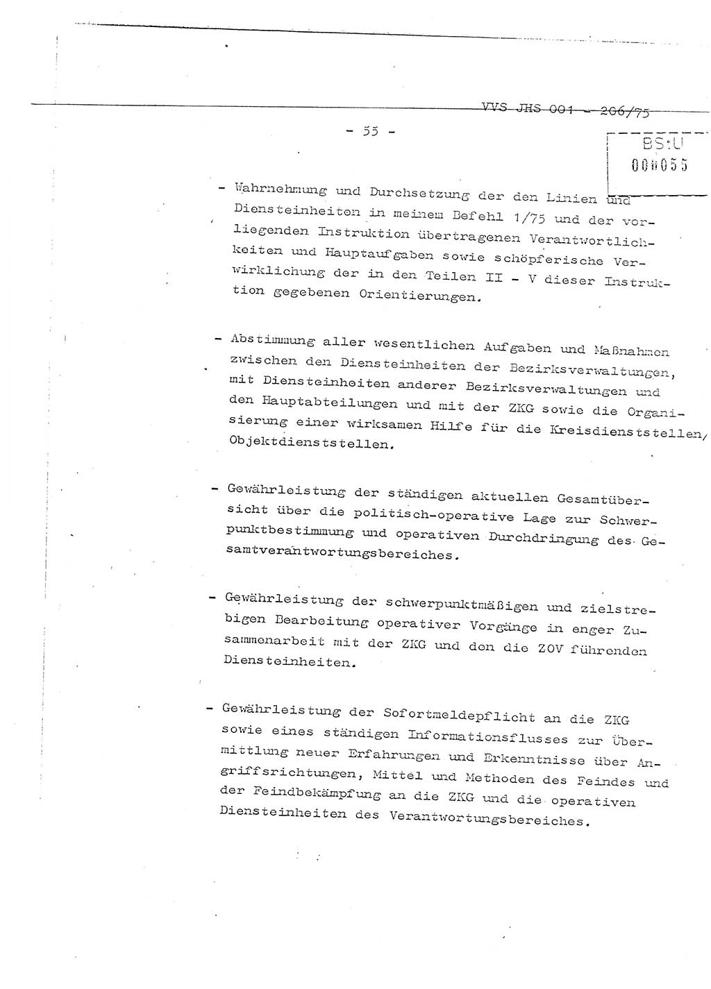 Organisierung der Vorbeugung, Aufklärung und Verhinderung des ungesetzlichen Verlassens der DDR und der Bekämpfung des staatsfeindlichen Menschenhandels, Schulungsmaterial, Ministerium für Staatssicherheit (MfS) [Deutsche Demokratische Republik (DDR)], Juristische Hochschule (JHS), Vertrauliche Verschlußsache (VVS) 001-206/75, Potsdam 1975, Seite 55 (Sch.-Mat. MfS DDR JHS VVS 001-206/75 1975, S. 55)