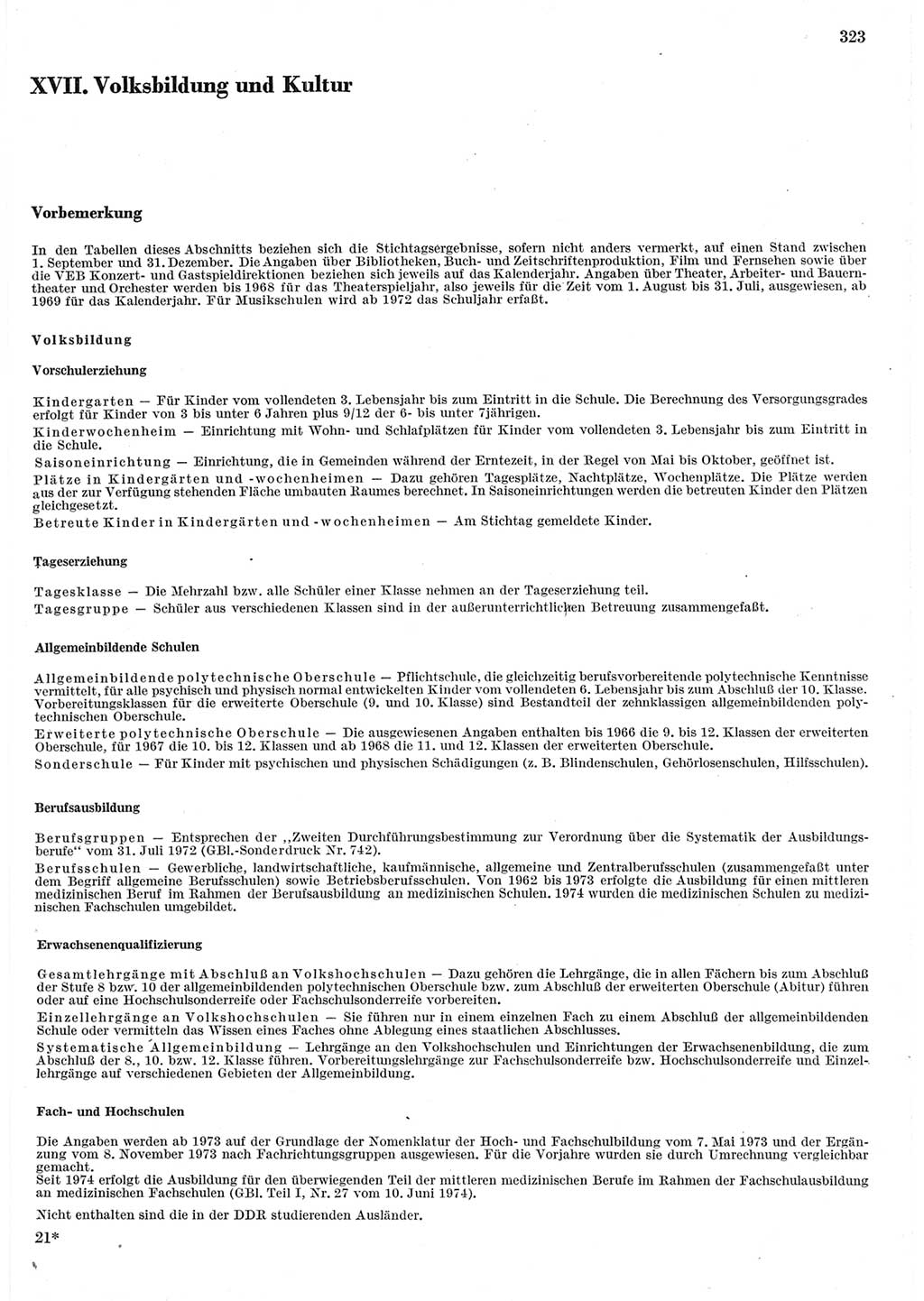 Statistisches Jahrbuch der Deutschen Demokratischen Republik (DDR) 1975, Seite 323 (Stat. Jb. DDR 1975, S. 323)