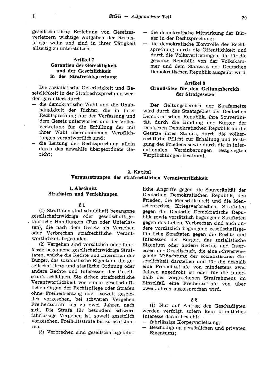 Strafgesetzbuch (StGB) der Deutschen Demokratischen Republik (DDR) und angrenzende Gesetze und Bestimmungen 1975, Seite 20 (StGB DDR Ges. Best. 1975, S. 20)