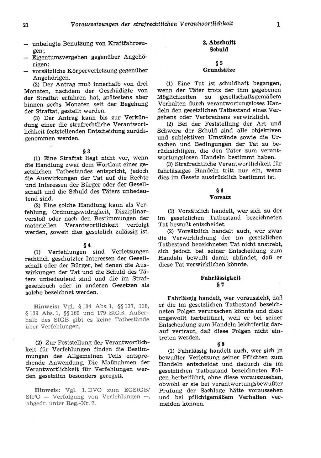 Strafgesetzbuch (StGB) der Deutschen Demokratischen Republik (DDR) und angrenzende Gesetze und Bestimmungen 1975, Seite 21 (StGB DDR Ges. Best. 1975, S. 21)