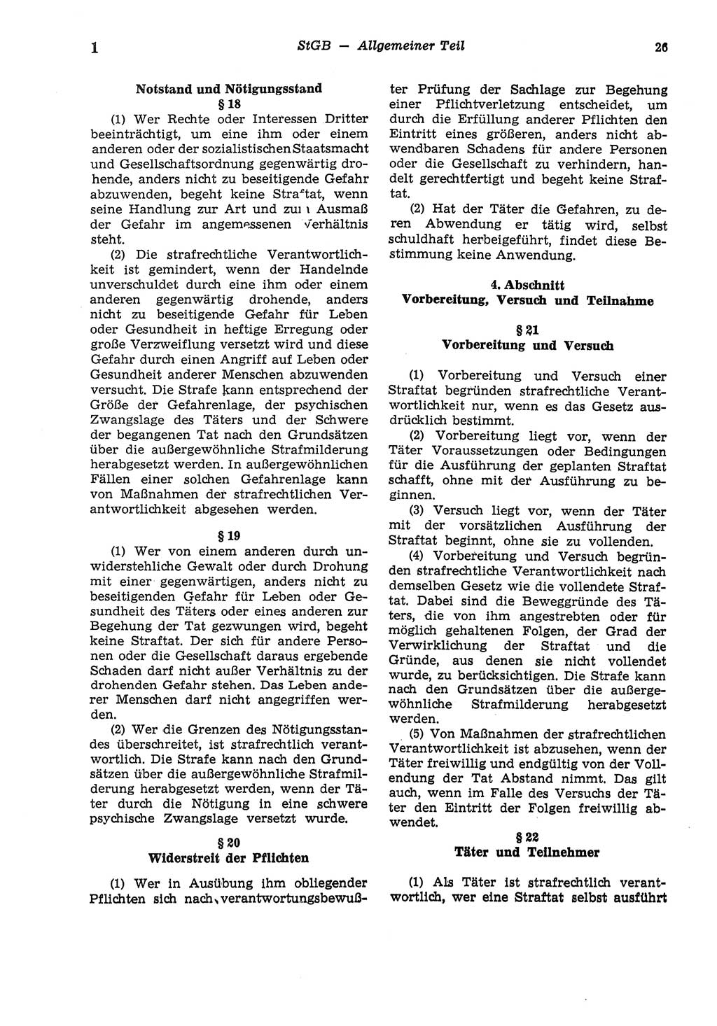 Strafgesetzbuch (StGB) der Deutschen Demokratischen Republik (DDR) und angrenzende Gesetze und Bestimmungen 1975, Seite 26 (StGB DDR Ges. Best. 1975, S. 26)