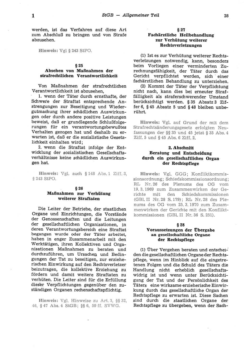 Strafgesetzbuch (StGB) der Deutschen Demokratischen Republik (DDR) und angrenzende Gesetze und Bestimmungen 1975, Seite 28 (StGB DDR Ges. Best. 1975, S. 28)
