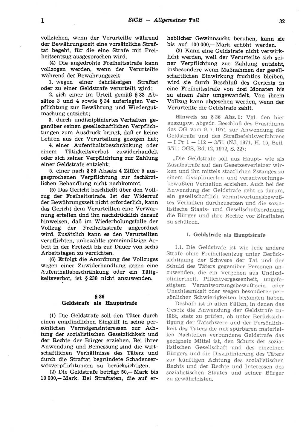 Strafgesetzbuch (StGB) der Deutschen Demokratischen Republik (DDR) und angrenzende Gesetze und Bestimmungen 1975, Seite 32 (StGB DDR Ges. Best. 1975, S. 32)