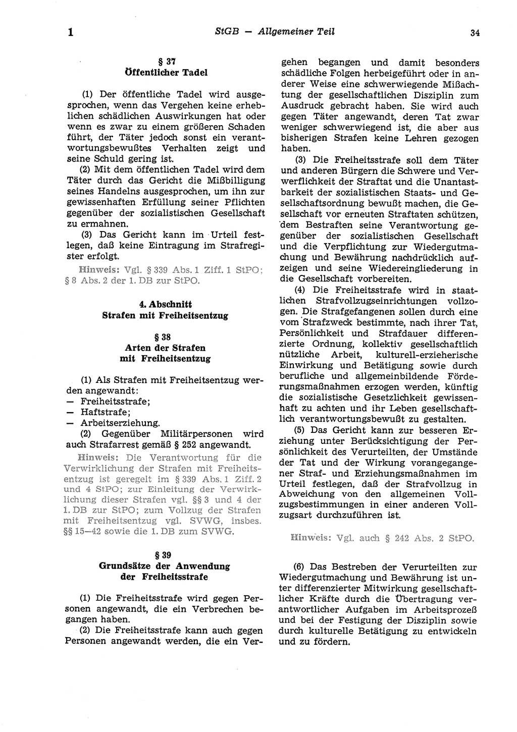 Strafgesetzbuch (StGB) der Deutschen Demokratischen Republik (DDR) und angrenzende Gesetze und Bestimmungen 1975, Seite 34 (StGB DDR Ges. Best. 1975, S. 34)