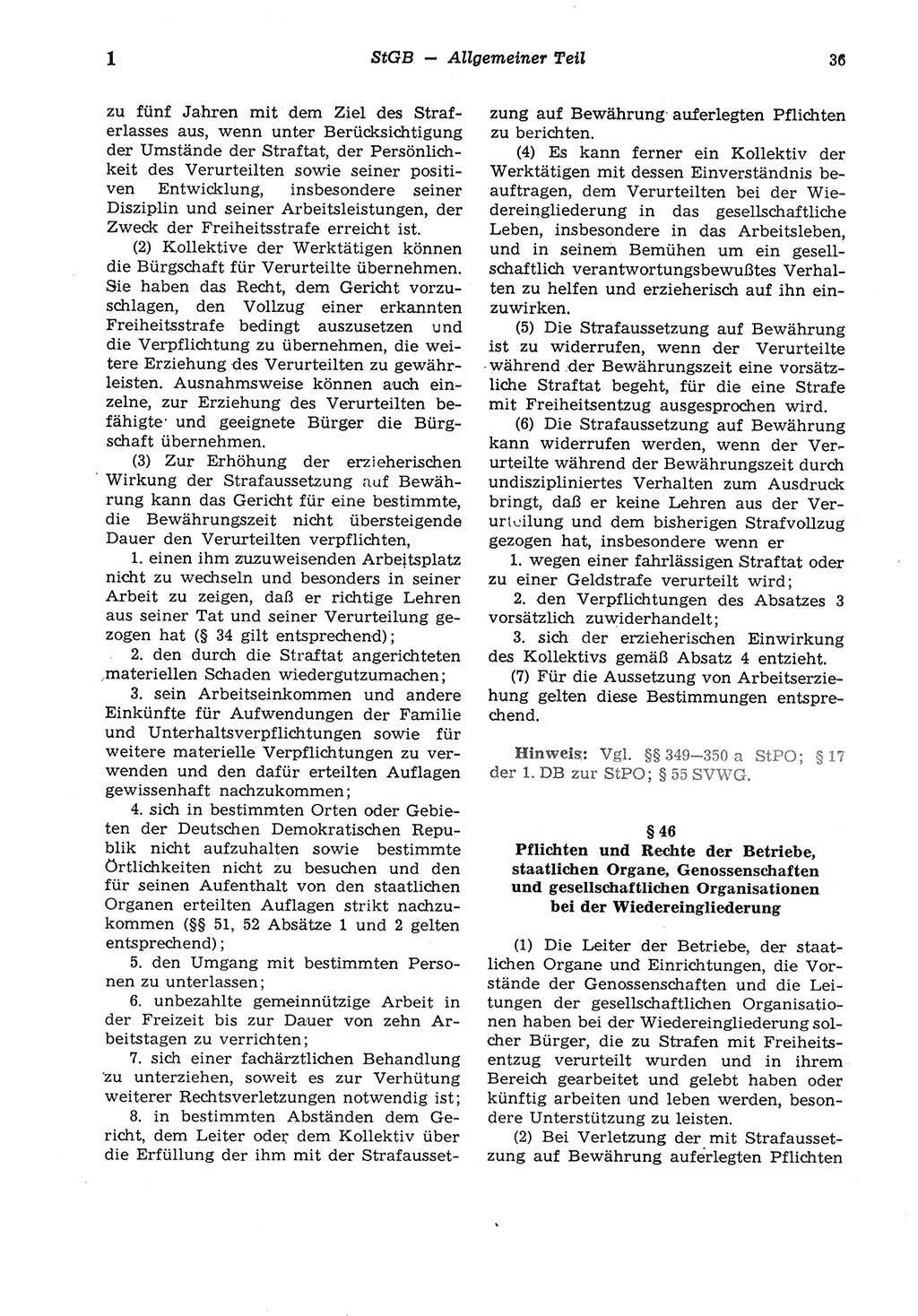 Strafgesetzbuch (StGB) der Deutschen Demokratischen Republik (DDR) und angrenzende Gesetze und Bestimmungen 1975, Seite 36 (StGB DDR Ges. Best. 1975, S. 36)