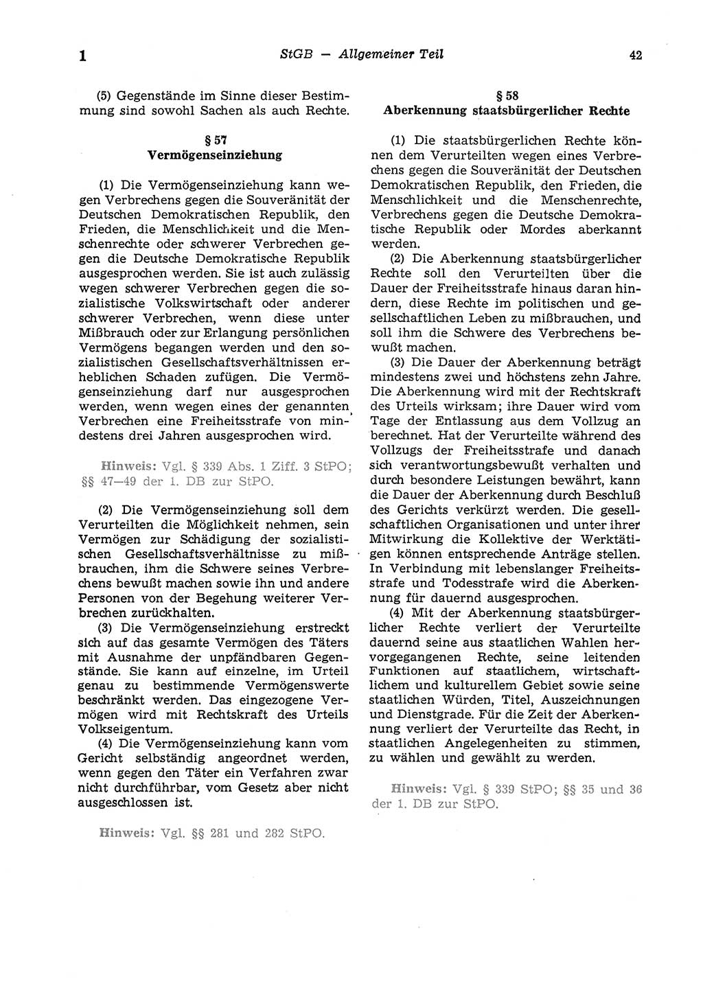 Strafgesetzbuch (StGB) der Deutschen Demokratischen Republik (DDR) und angrenzende Gesetze und Bestimmungen 1975, Seite 42 (StGB DDR Ges. Best. 1975, S. 42)