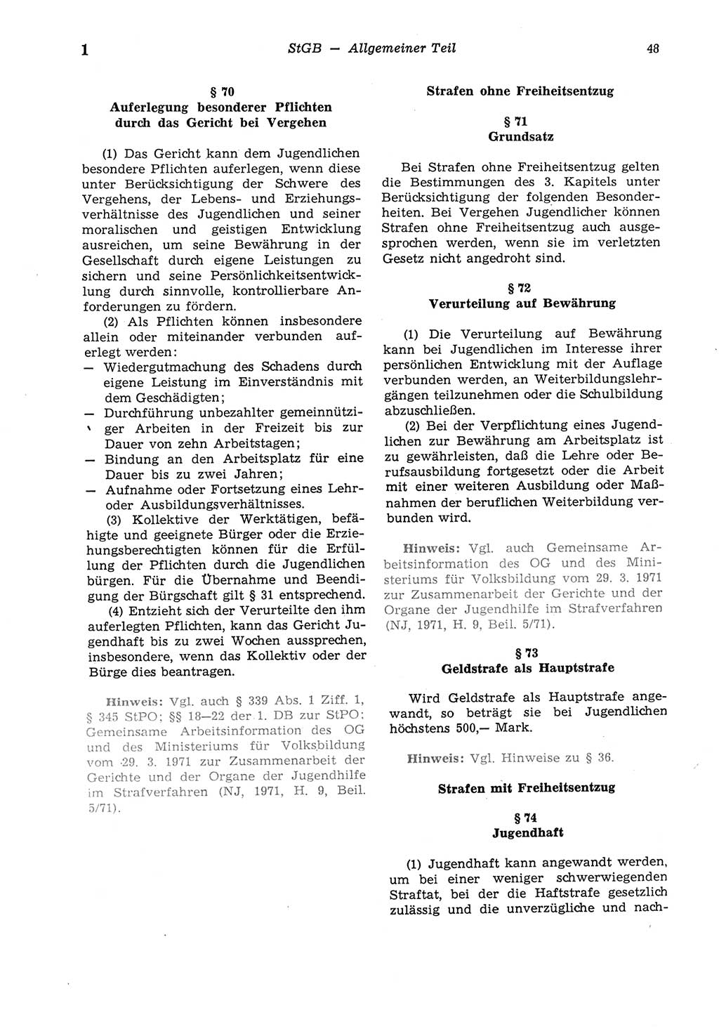 Strafgesetzbuch (StGB) der Deutschen Demokratischen Republik (DDR) und angrenzende Gesetze und Bestimmungen 1975, Seite 48 (StGB DDR Ges. Best. 1975, S. 48)