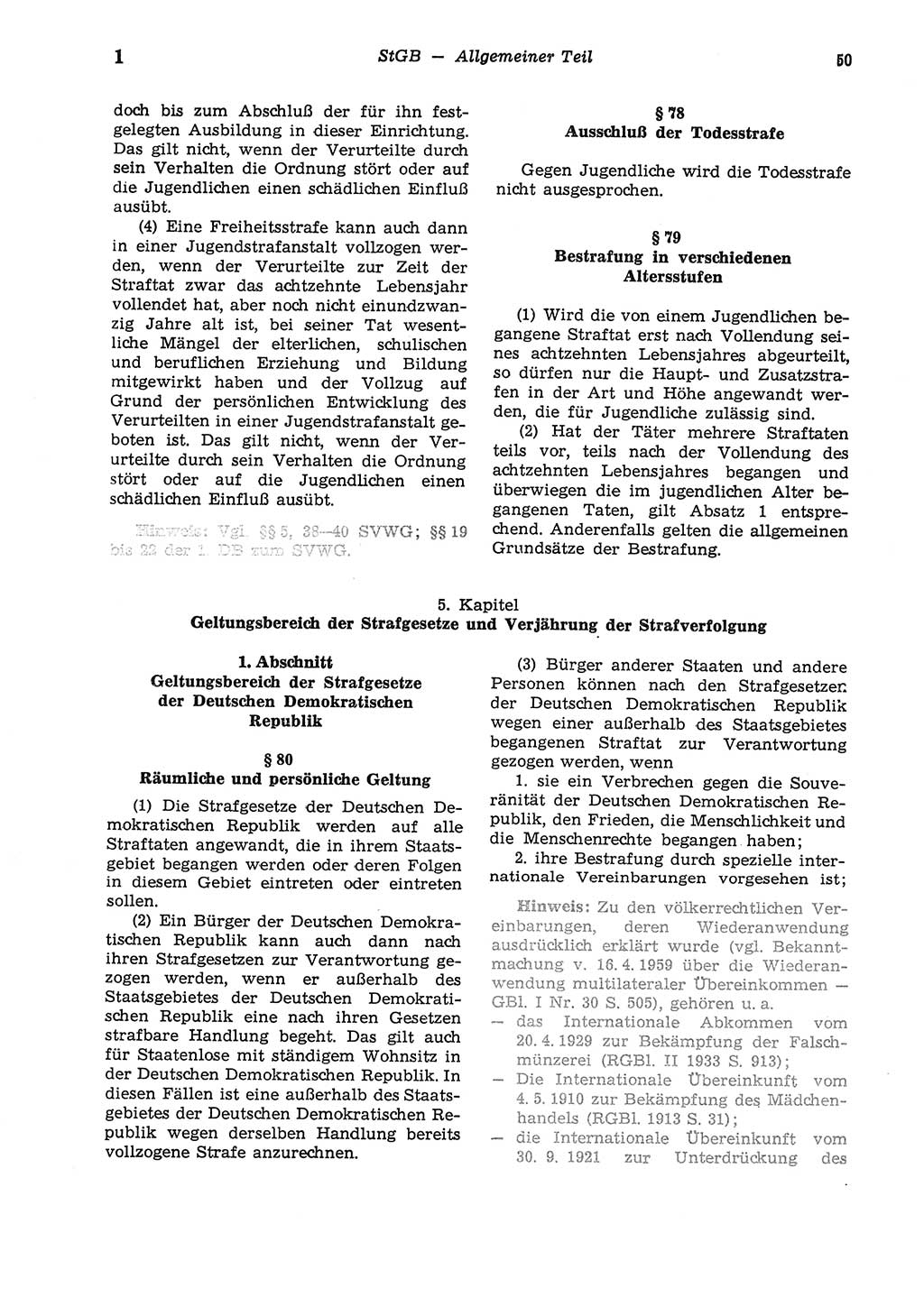 Strafgesetzbuch (StGB) der Deutschen Demokratischen Republik (DDR) und angrenzende Gesetze und Bestimmungen 1975, Seite 50 (StGB DDR Ges. Best. 1975, S. 50)