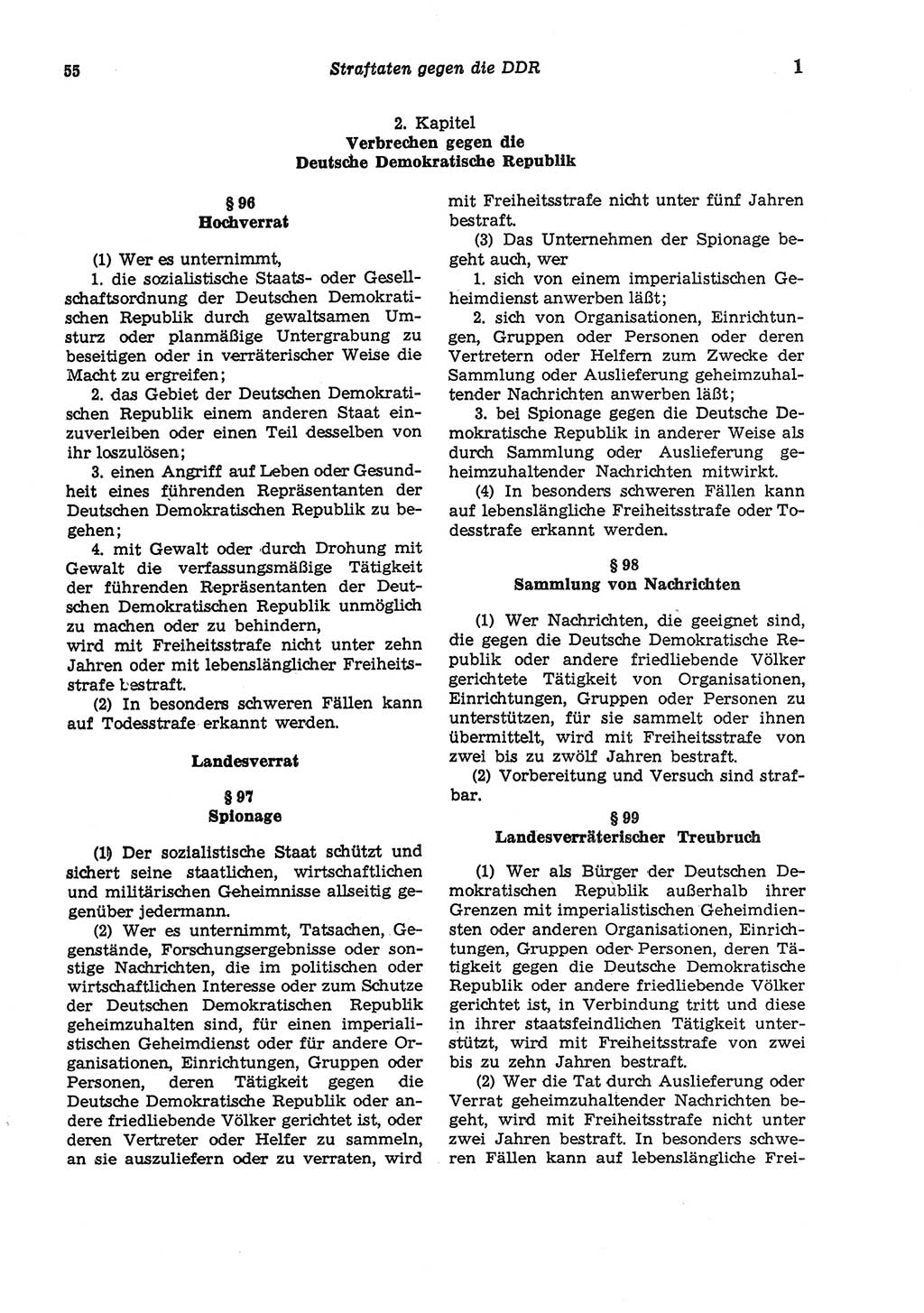 Strafgesetzbuch (StGB) der Deutschen Demokratischen Republik (DDR) und angrenzende Gesetze und Bestimmungen 1975, Seite 55 (StGB DDR Ges. Best. 1975, S. 55)