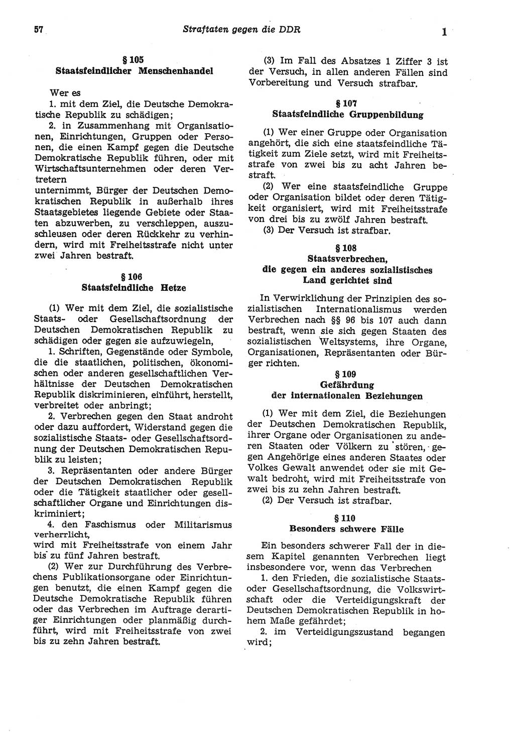 Strafgesetzbuch (StGB) der Deutschen Demokratischen Republik (DDR) und angrenzende Gesetze und Bestimmungen 1975, Seite 57 (StGB DDR Ges. Best. 1975, S. 57)