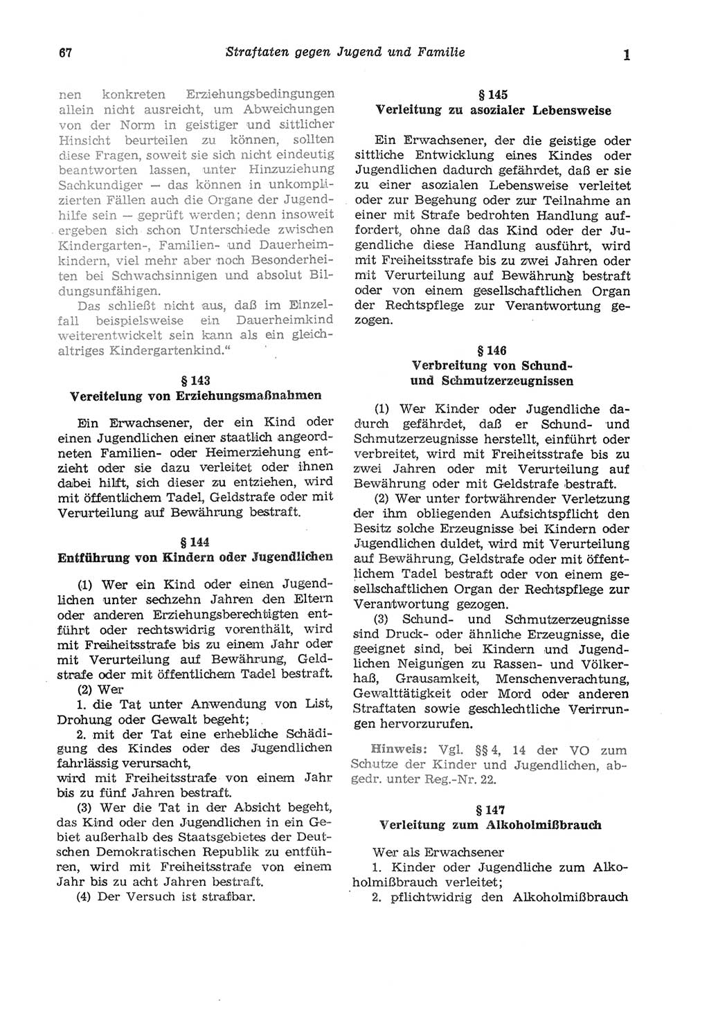 Strafgesetzbuch (StGB) der Deutschen Demokratischen Republik (DDR) und angrenzende Gesetze und Bestimmungen 1975, Seite 67 (StGB DDR Ges. Best. 1975, S. 67)