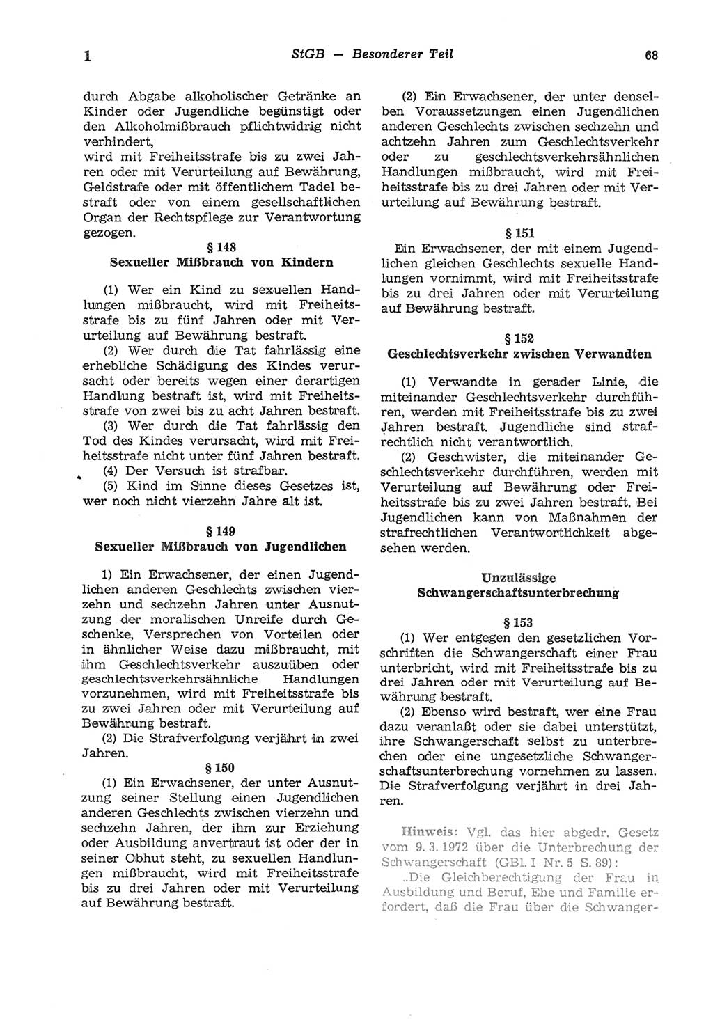 Strafgesetzbuch (StGB) der Deutschen Demokratischen Republik (DDR) und angrenzende Gesetze und Bestimmungen 1975, Seite 68 (StGB DDR Ges. Best. 1975, S. 68)