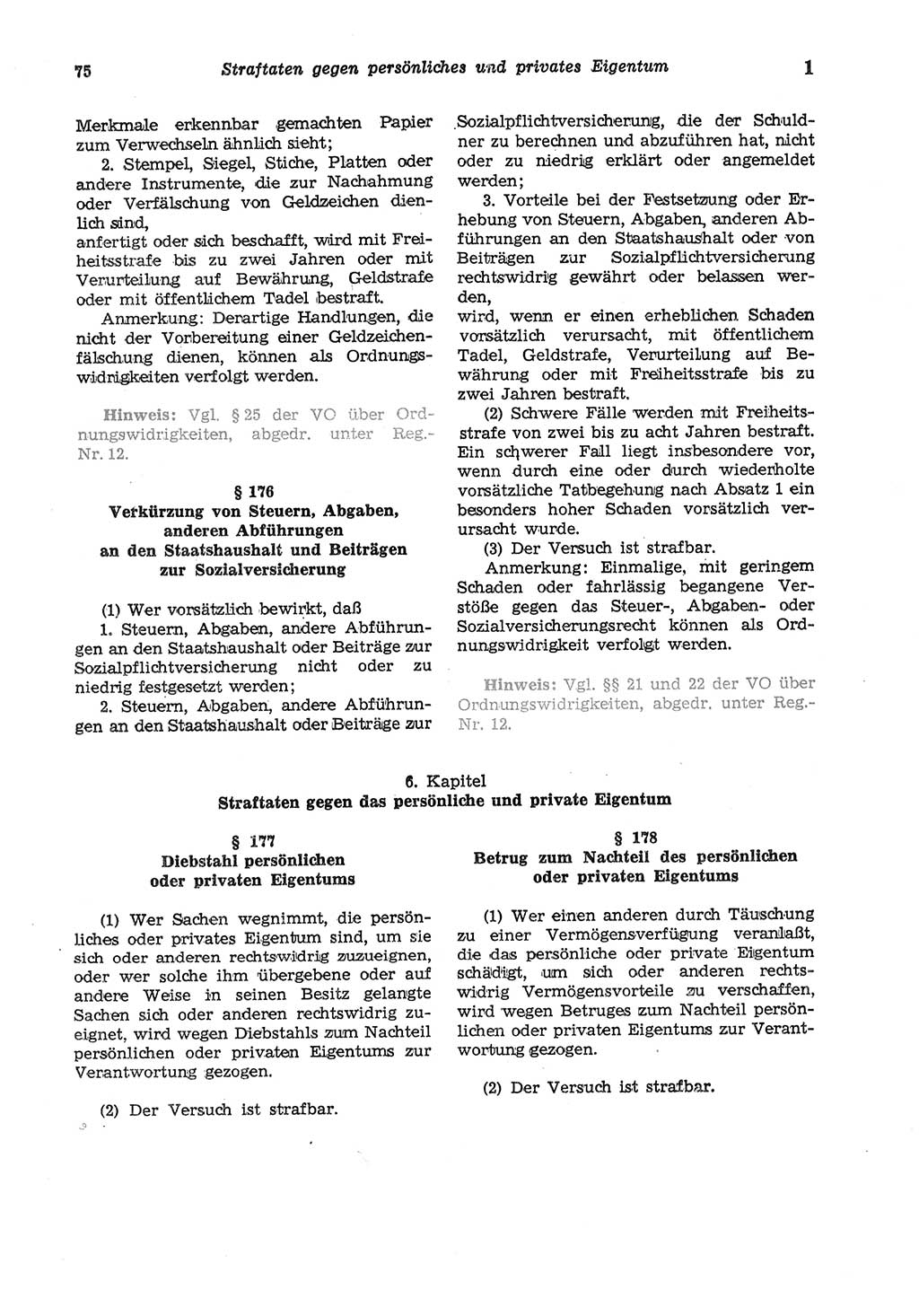 Strafgesetzbuch (StGB) der Deutschen Demokratischen Republik (DDR) und angrenzende Gesetze und Bestimmungen 1975, Seite 75 (StGB DDR Ges. Best. 1975, S. 75)