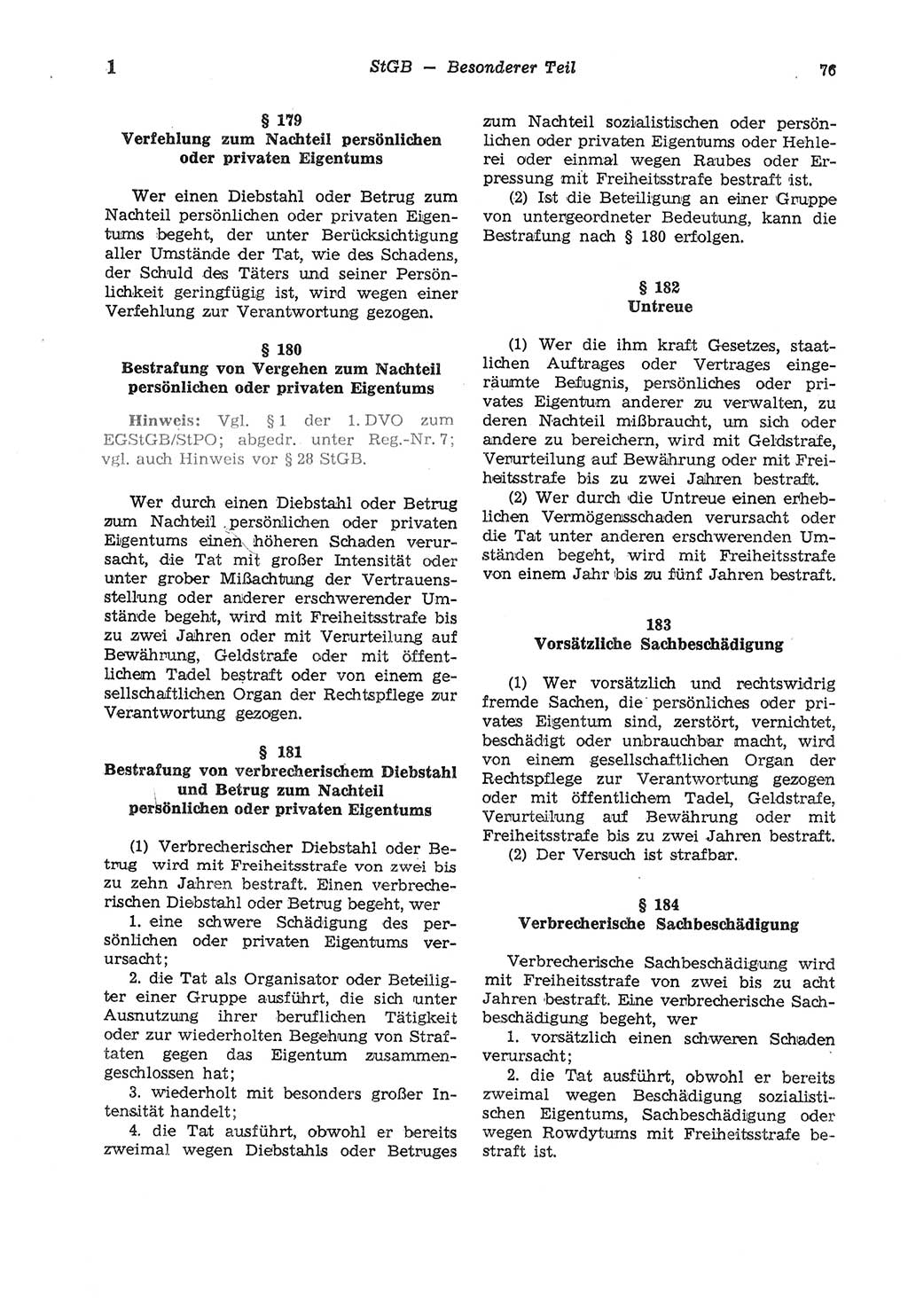 Strafgesetzbuch (StGB) der Deutschen Demokratischen Republik (DDR) und angrenzende Gesetze und Bestimmungen 1975, Seite 76 (StGB DDR Ges. Best. 1975, S. 76)