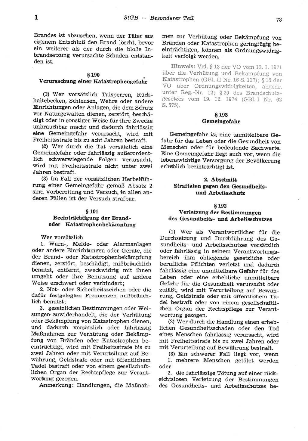 Strafgesetzbuch (StGB) der Deutschen Demokratischen Republik (DDR) und angrenzende Gesetze und Bestimmungen 1975, Seite 78 (StGB DDR Ges. Best. 1975, S. 78)