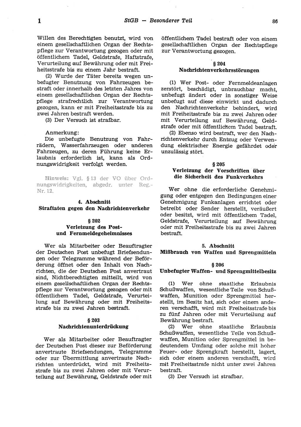 Strafgesetzbuch (StGB) der Deutschen Demokratischen Republik (DDR) und angrenzende Gesetze und Bestimmungen 1975, Seite 86 (StGB DDR Ges. Best. 1975, S. 86)