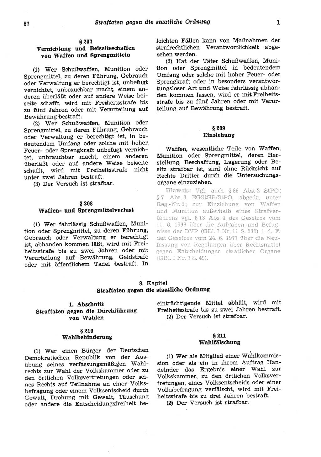 Strafgesetzbuch (StGB) der Deutschen Demokratischen Republik (DDR) und angrenzende Gesetze und Bestimmungen 1975, Seite 87 (StGB DDR Ges. Best. 1975, S. 87)