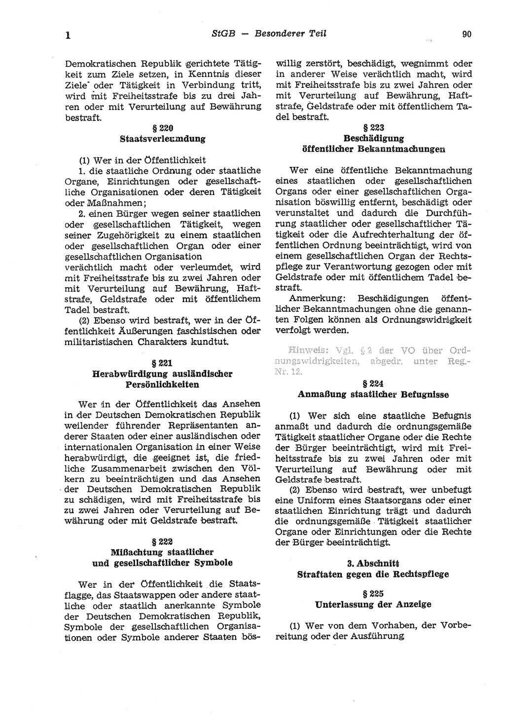 Strafgesetzbuch (StGB) der Deutschen Demokratischen Republik (DDR) und angrenzende Gesetze und Bestimmungen 1975, Seite 90 (StGB DDR Ges. Best. 1975, S. 90)