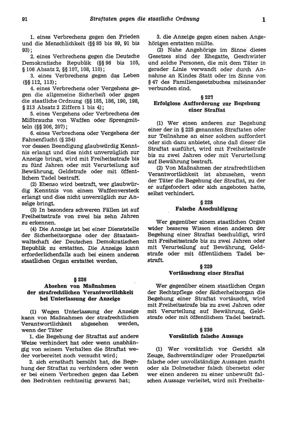 Strafgesetzbuch (StGB) der Deutschen Demokratischen Republik (DDR) und angrenzende Gesetze und Bestimmungen 1975, Seite 91 (StGB DDR Ges. Best. 1975, S. 91)