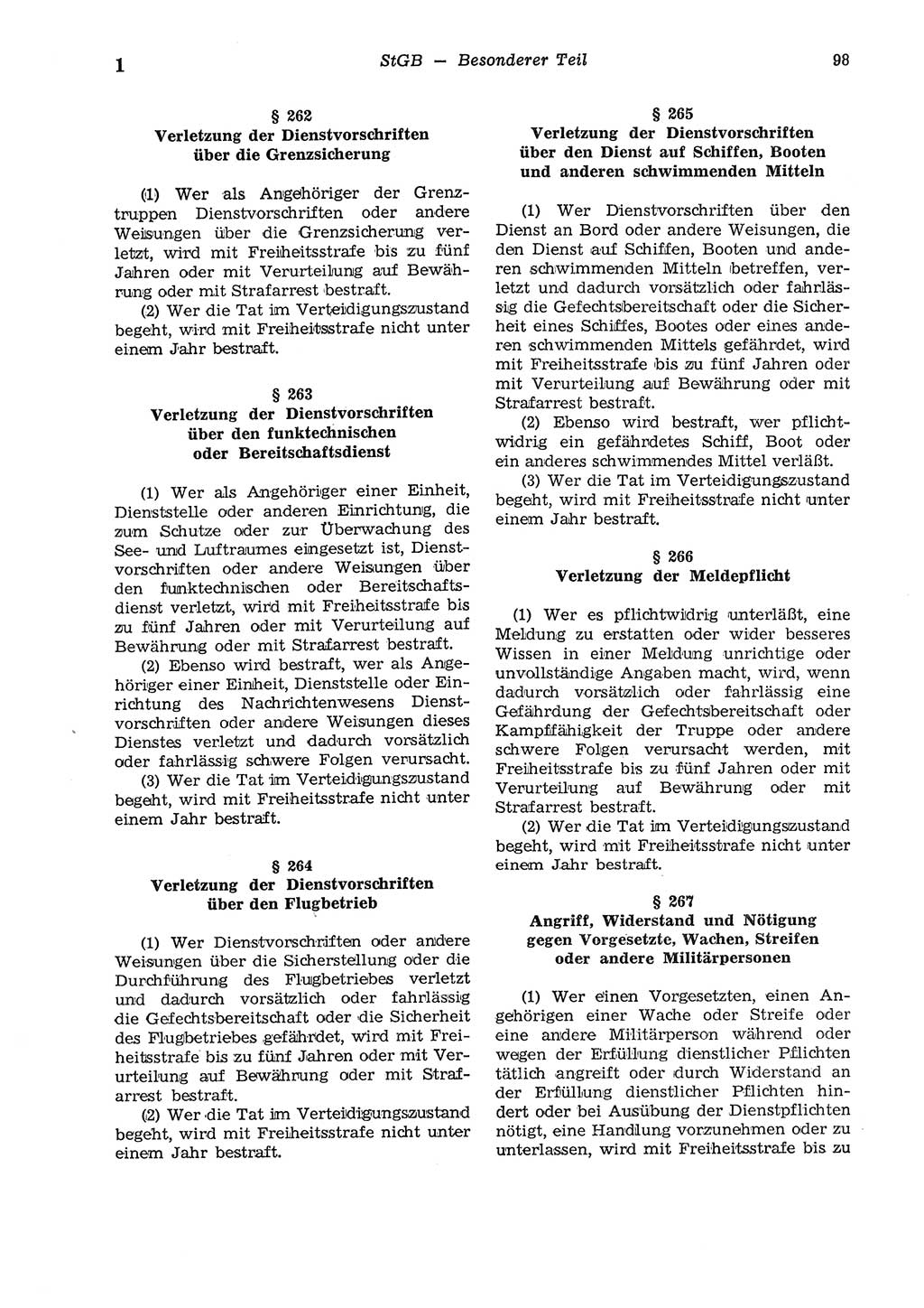 Strafgesetzbuch (StGB) der Deutschen Demokratischen Republik (DDR) und angrenzende Gesetze und Bestimmungen 1975, Seite 98 (StGB DDR Ges. Best. 1975, S. 98)