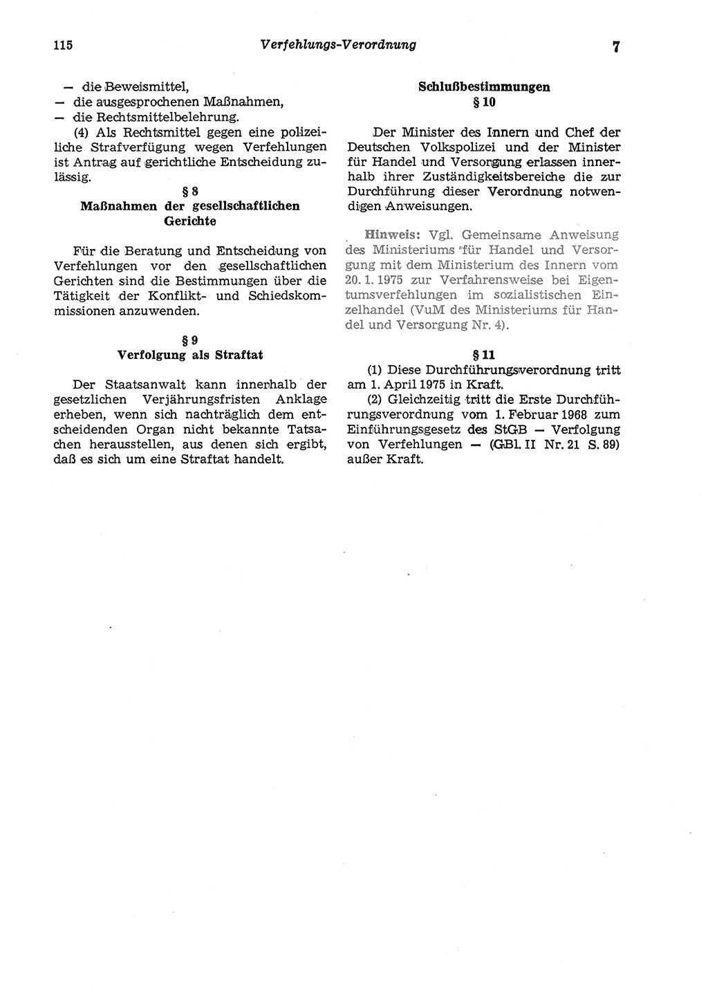 Strafgesetzbuch (StGB) der Deutschen Demokratischen Republik (DDR) und angrenzende Gesetze und Bestimmungen 1975, Seite 115 (StGB DDR Ges. Best. 1975, S. 115)