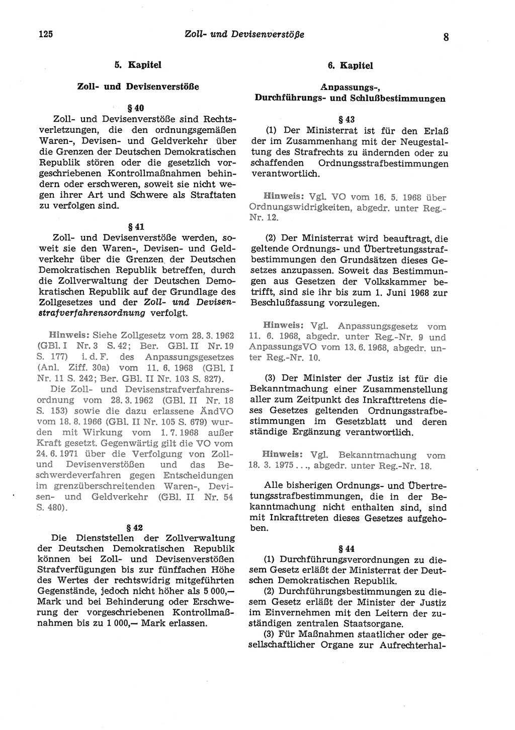 Strafgesetzbuch (StGB) der Deutschen Demokratischen Republik (DDR) und angrenzende Gesetze und Bestimmungen 1975, Seite 125 (StGB DDR Ges. Best. 1975, S. 125)