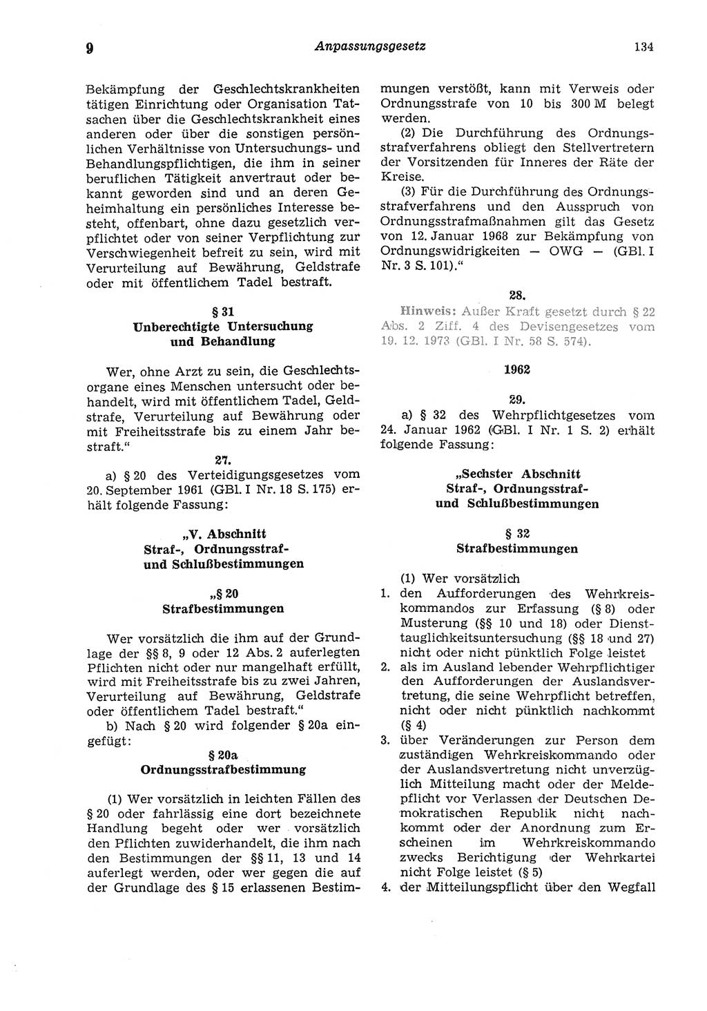Strafgesetzbuch (StGB) der Deutschen Demokratischen Republik (DDR) und angrenzende Gesetze und Bestimmungen 1975, Seite 134 (StGB DDR Ges. Best. 1975, S. 134)
