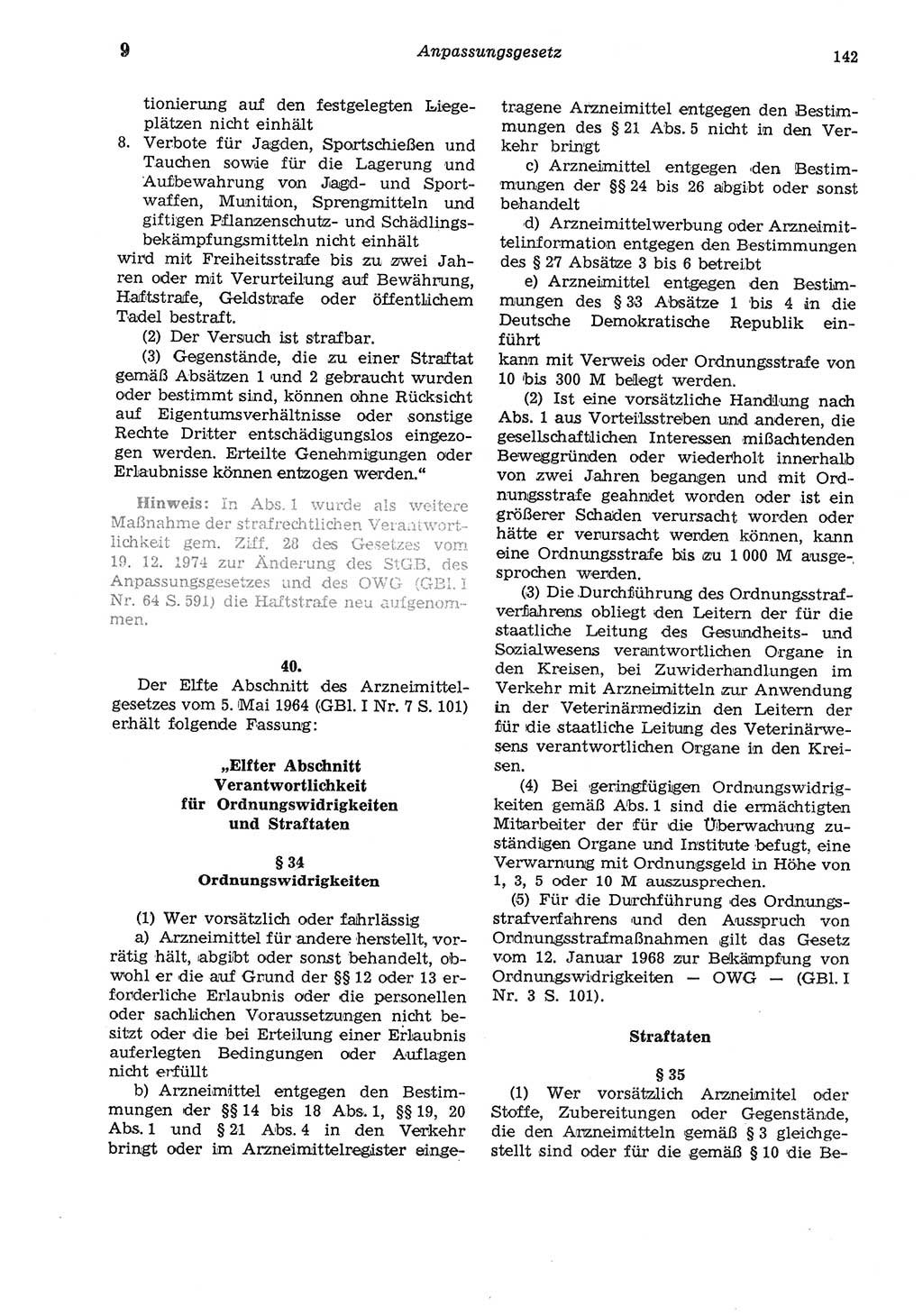 Strafgesetzbuch (StGB) der Deutschen Demokratischen Republik (DDR) und angrenzende Gesetze und Bestimmungen 1975, Seite 142 (StGB DDR Ges. Best. 1975, S. 142)