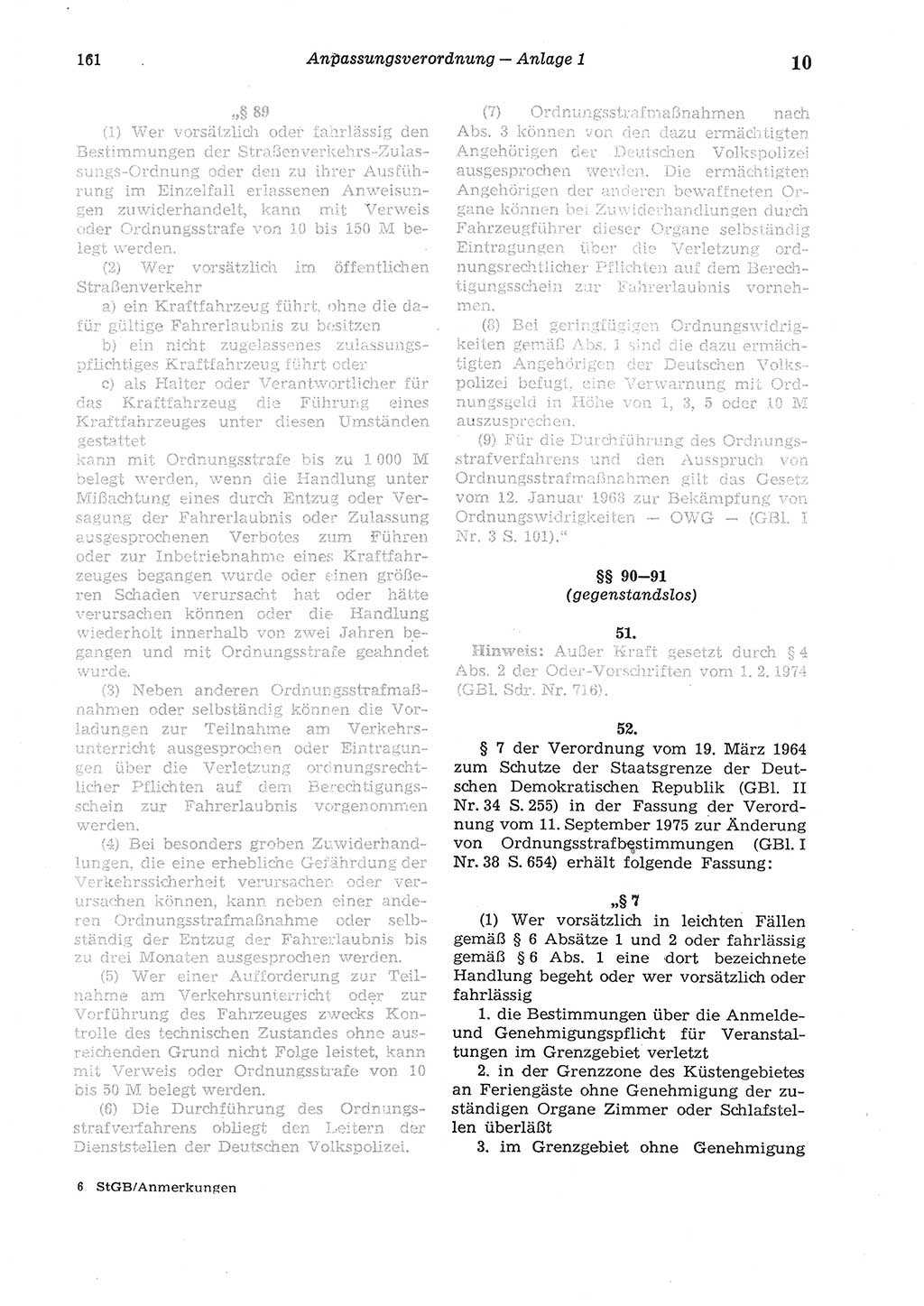 Strafgesetzbuch (StGB) der Deutschen Demokratischen Republik (DDR) und angrenzende Gesetze und Bestimmungen 1975, Seite 161 (StGB DDR Ges. Best. 1975, S. 161)