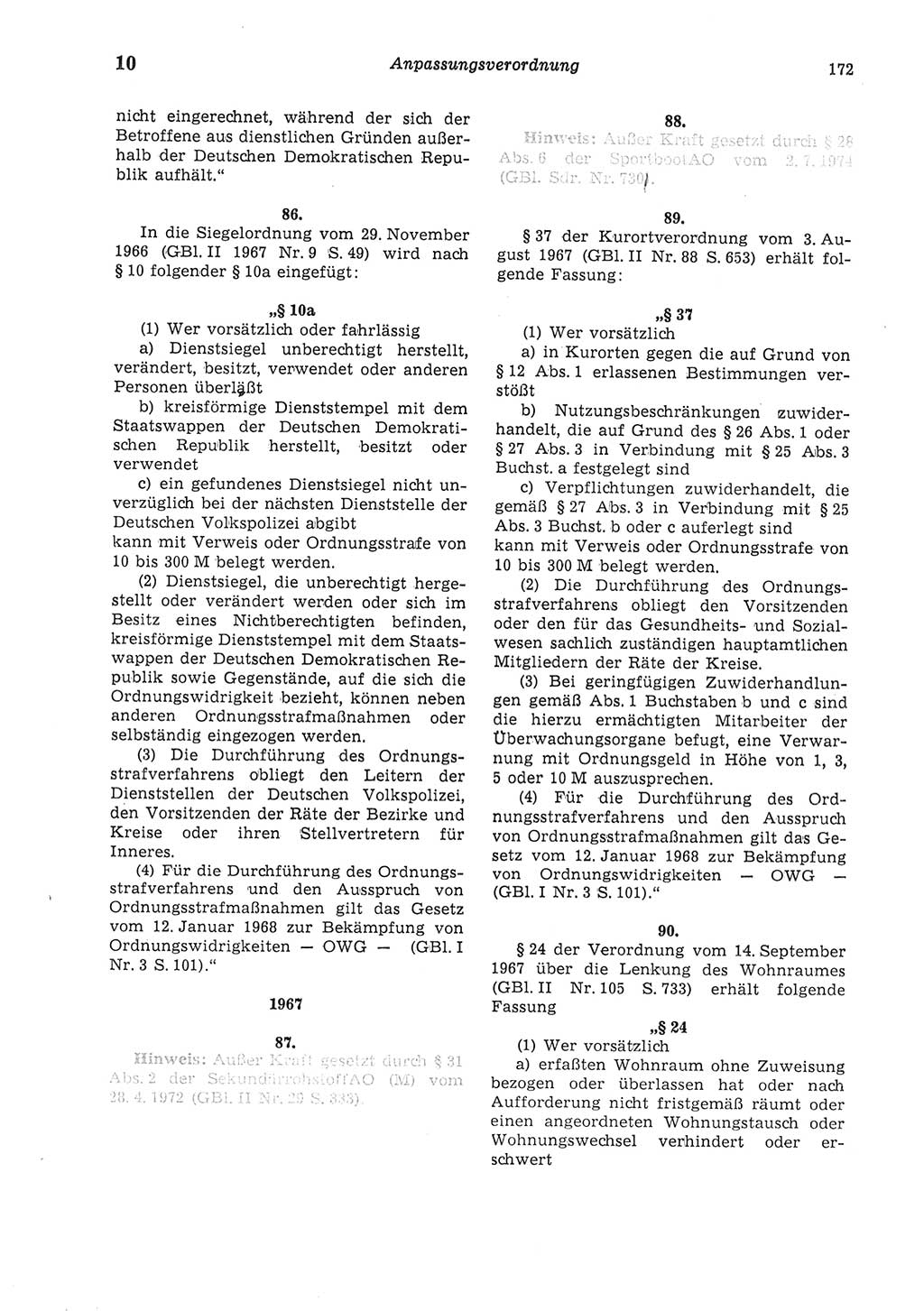 Strafgesetzbuch (StGB) der Deutschen Demokratischen Republik (DDR) und angrenzende Gesetze und Bestimmungen 1975, Seite 172 (StGB DDR Ges. Best. 1975, S. 172)