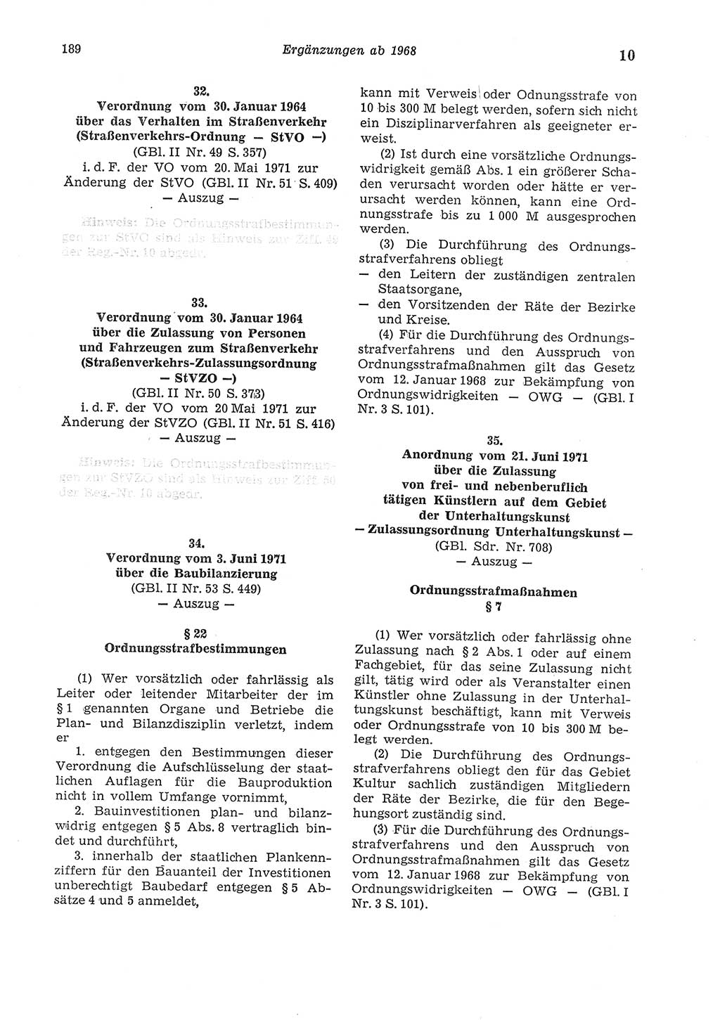 Strafgesetzbuch (StGB) der Deutschen Demokratischen Republik (DDR) und angrenzende Gesetze und Bestimmungen 1975, Seite 189 (StGB DDR Ges. Best. 1975, S. 189)